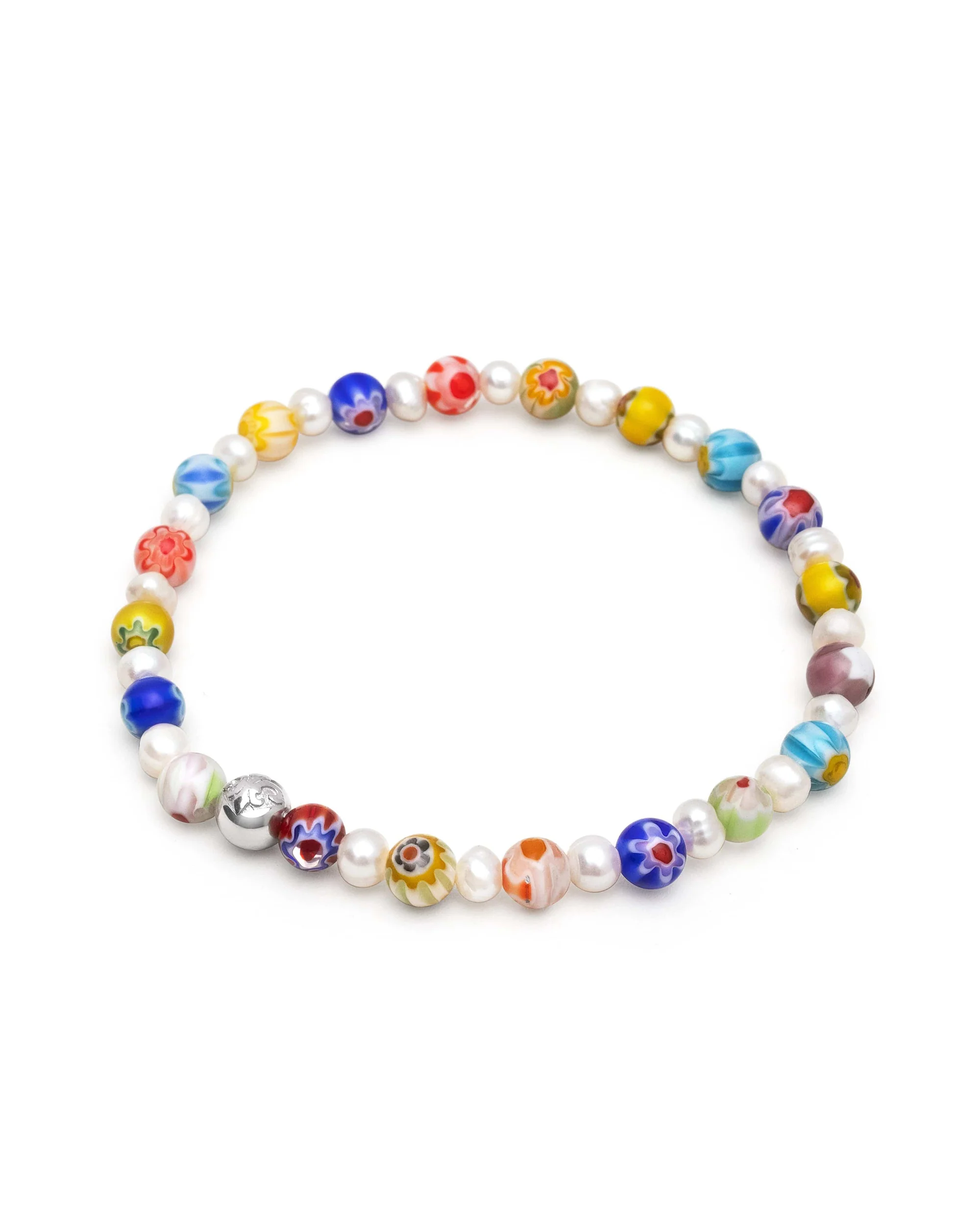 Men's Pearl Wristband with Hand-Painted Glass Beads - Image 3