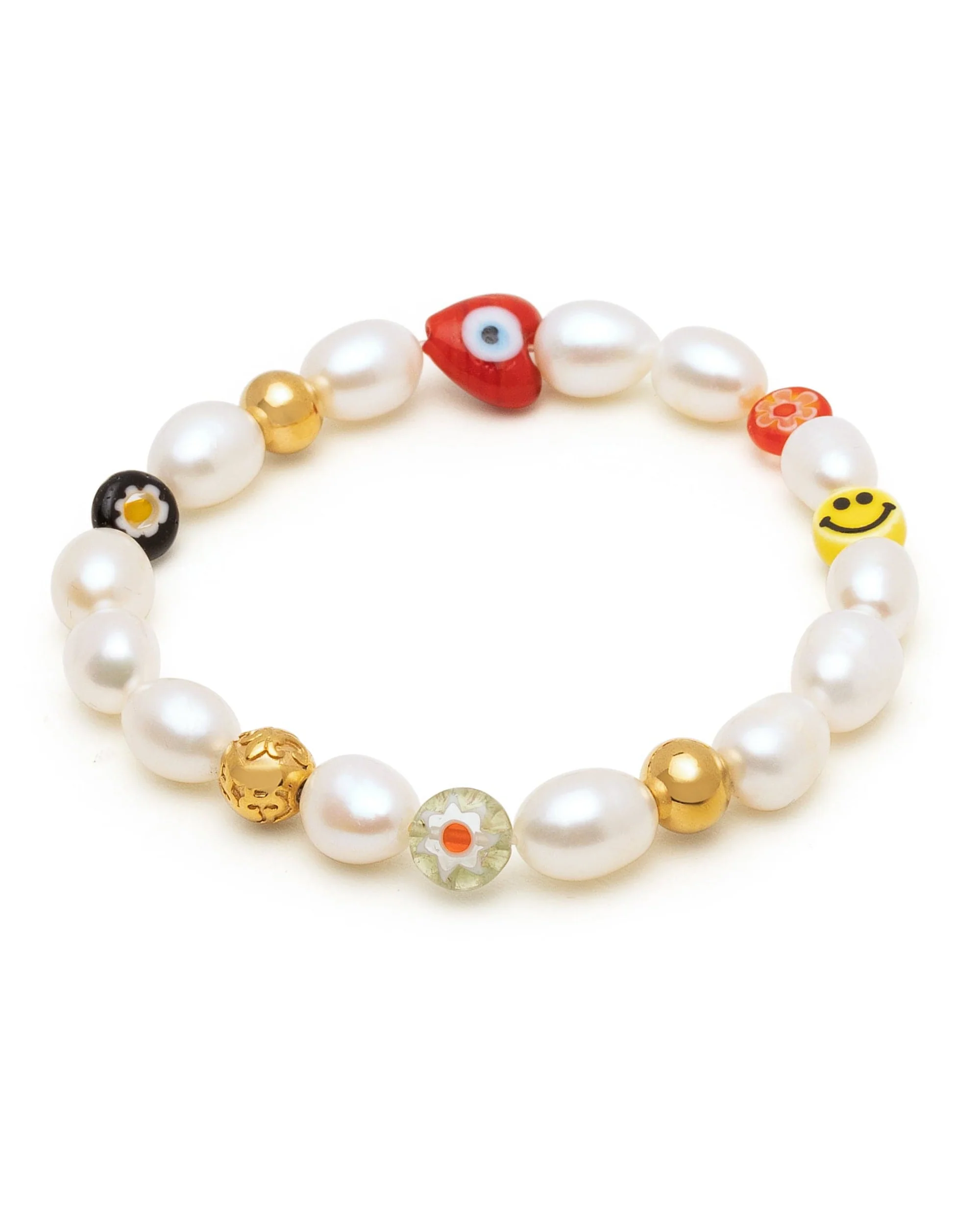 Men's Smiley Face Pearl Bracelet - Image 3
