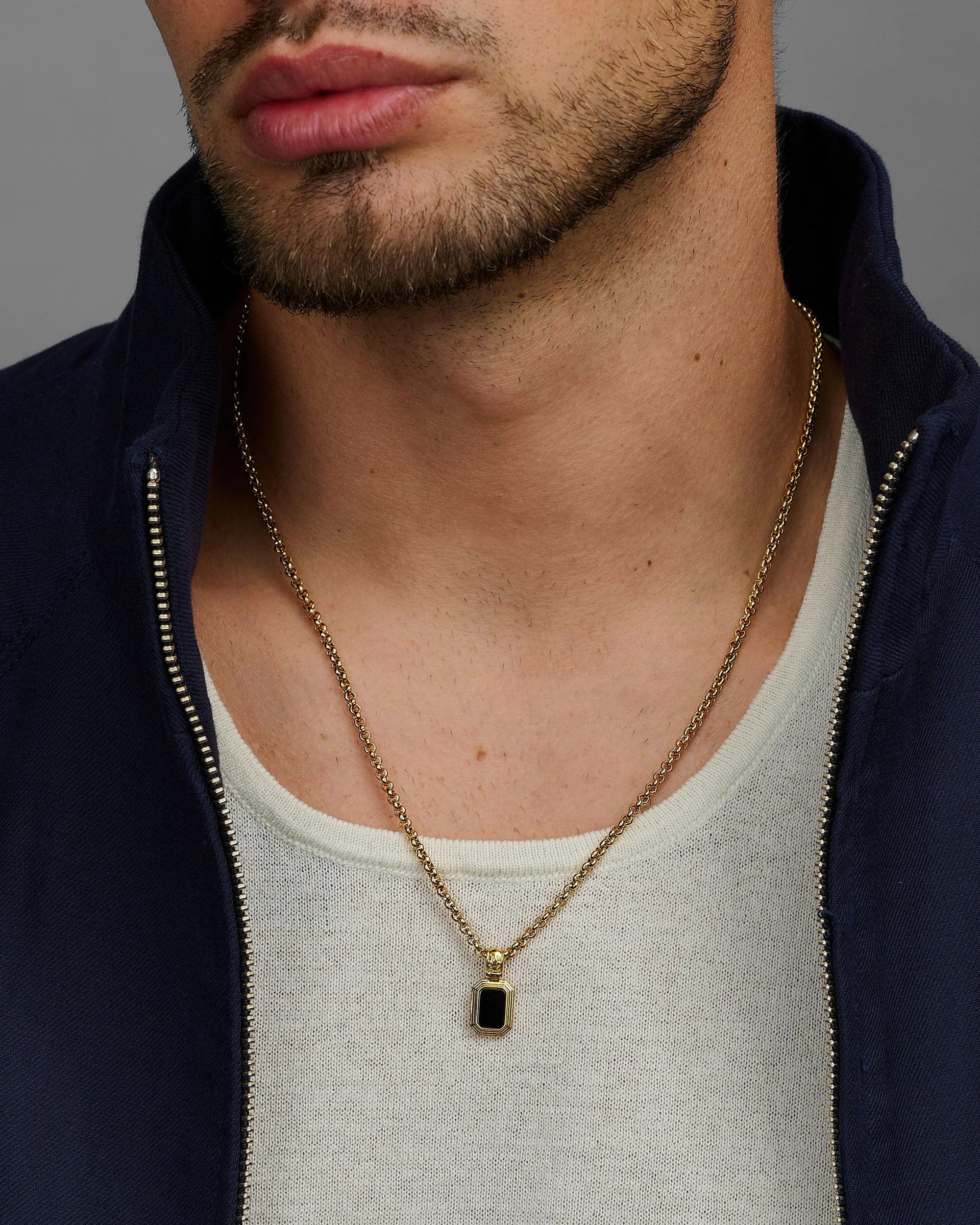 Men's Sterling Silver Necklace with Two-in-One Malachite & Black Onyx Pendant - Image 6