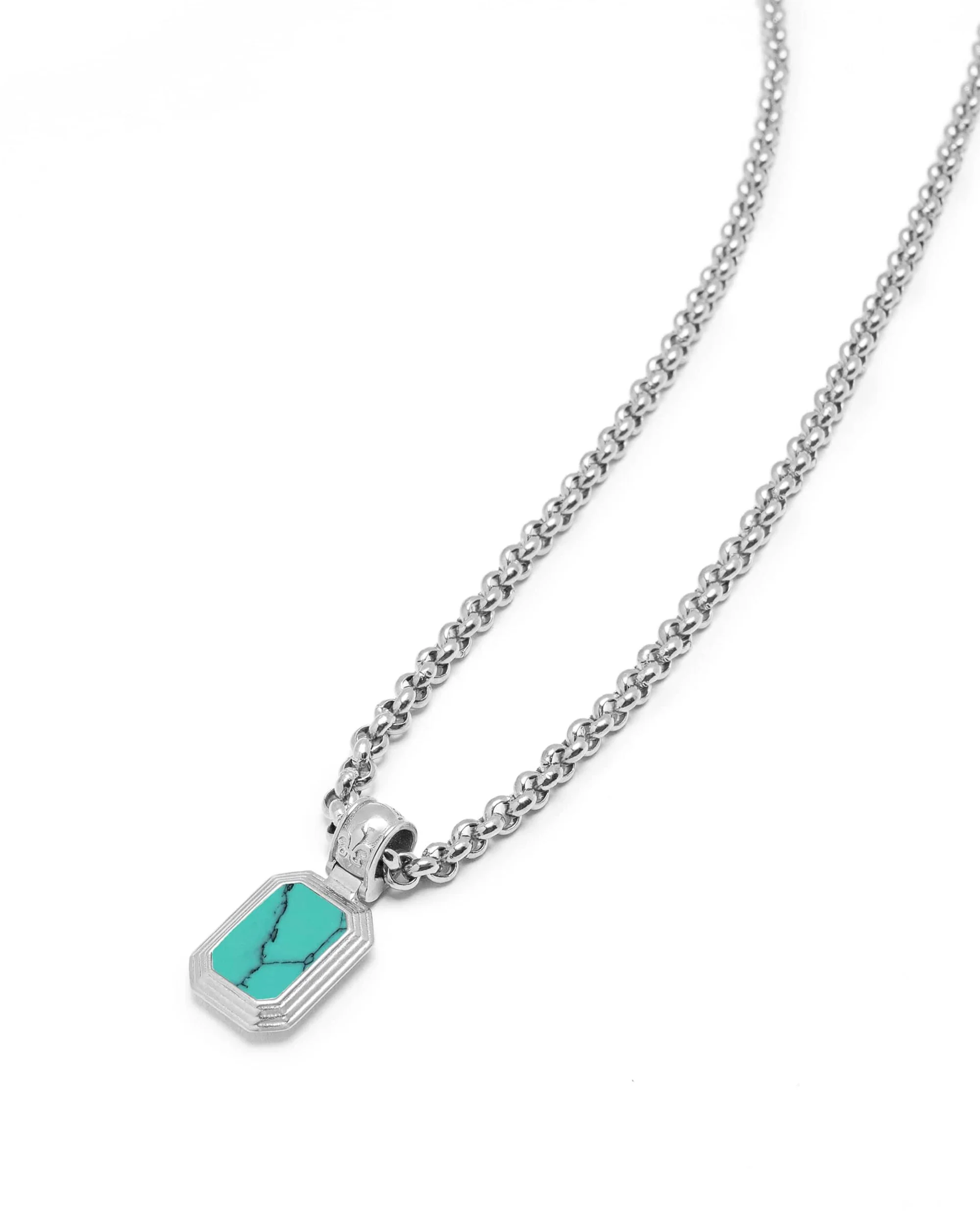 Men's Sterling Silver Necklace with Two-in-One Turquoise & Black Onyx Pendant - Image 5