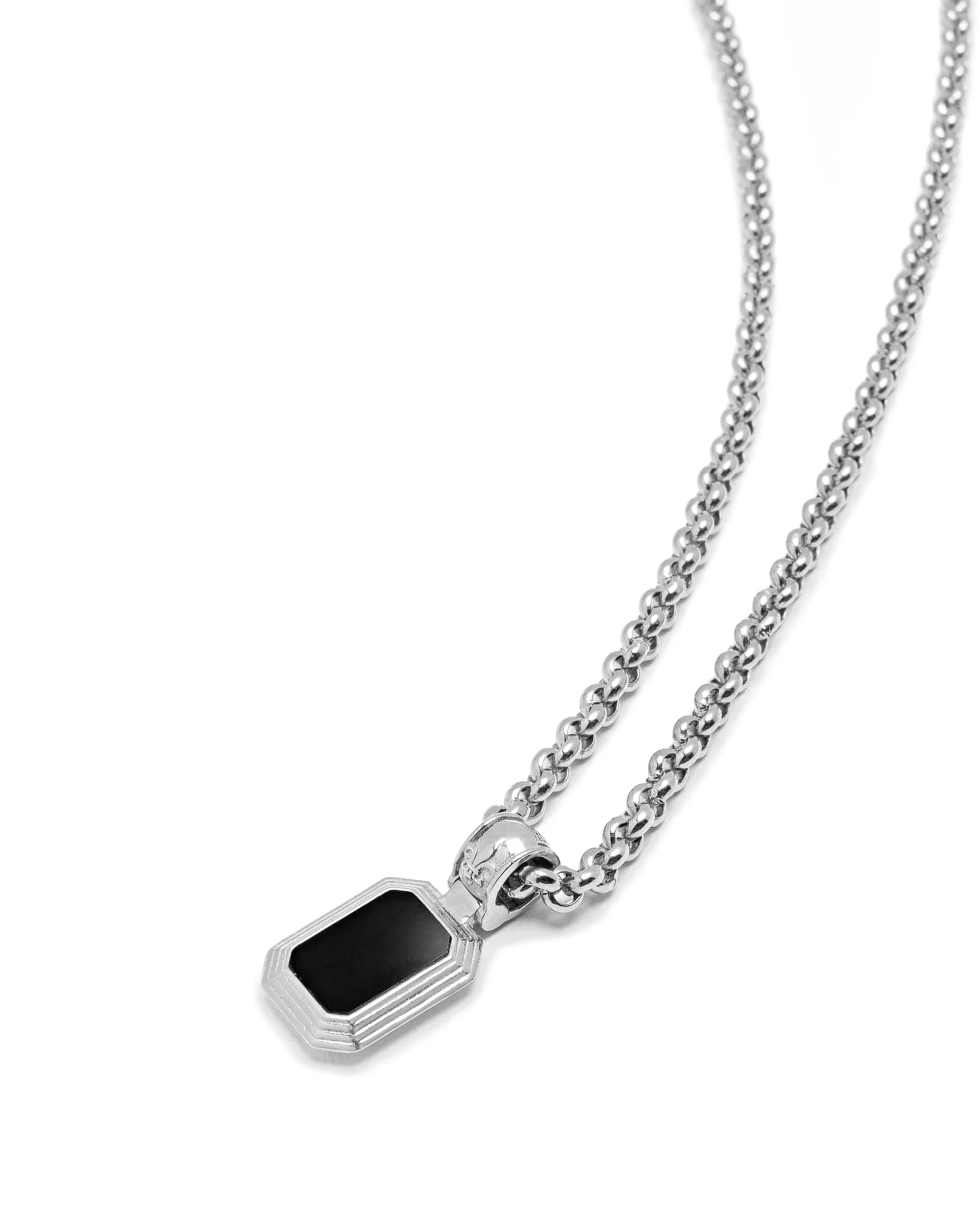 Men's Sterling Silver Necklace with Two-in-One Turquoise & Black Onyx Pendant - Image 6