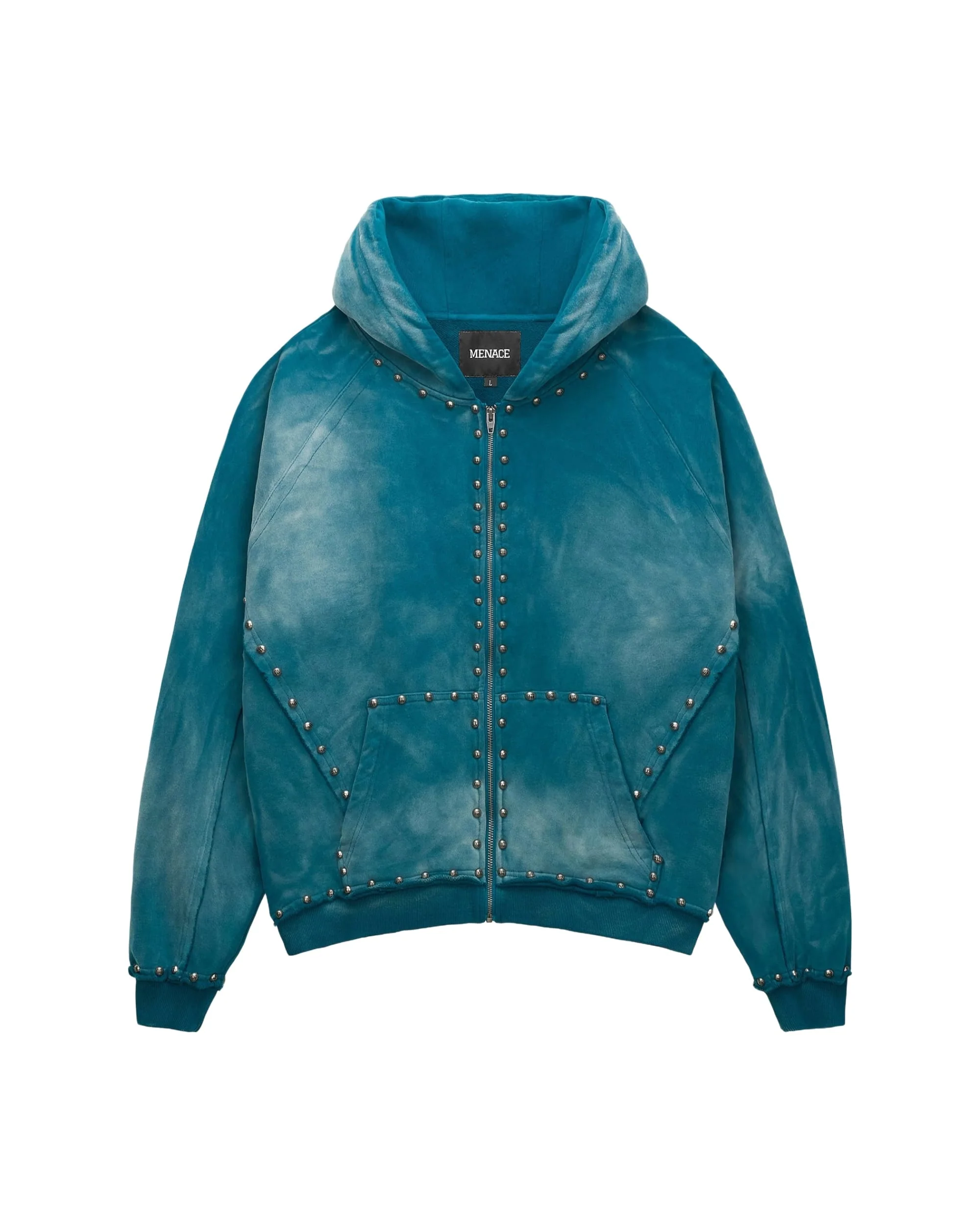 METAL RIVET ZIP-UP HOODIE