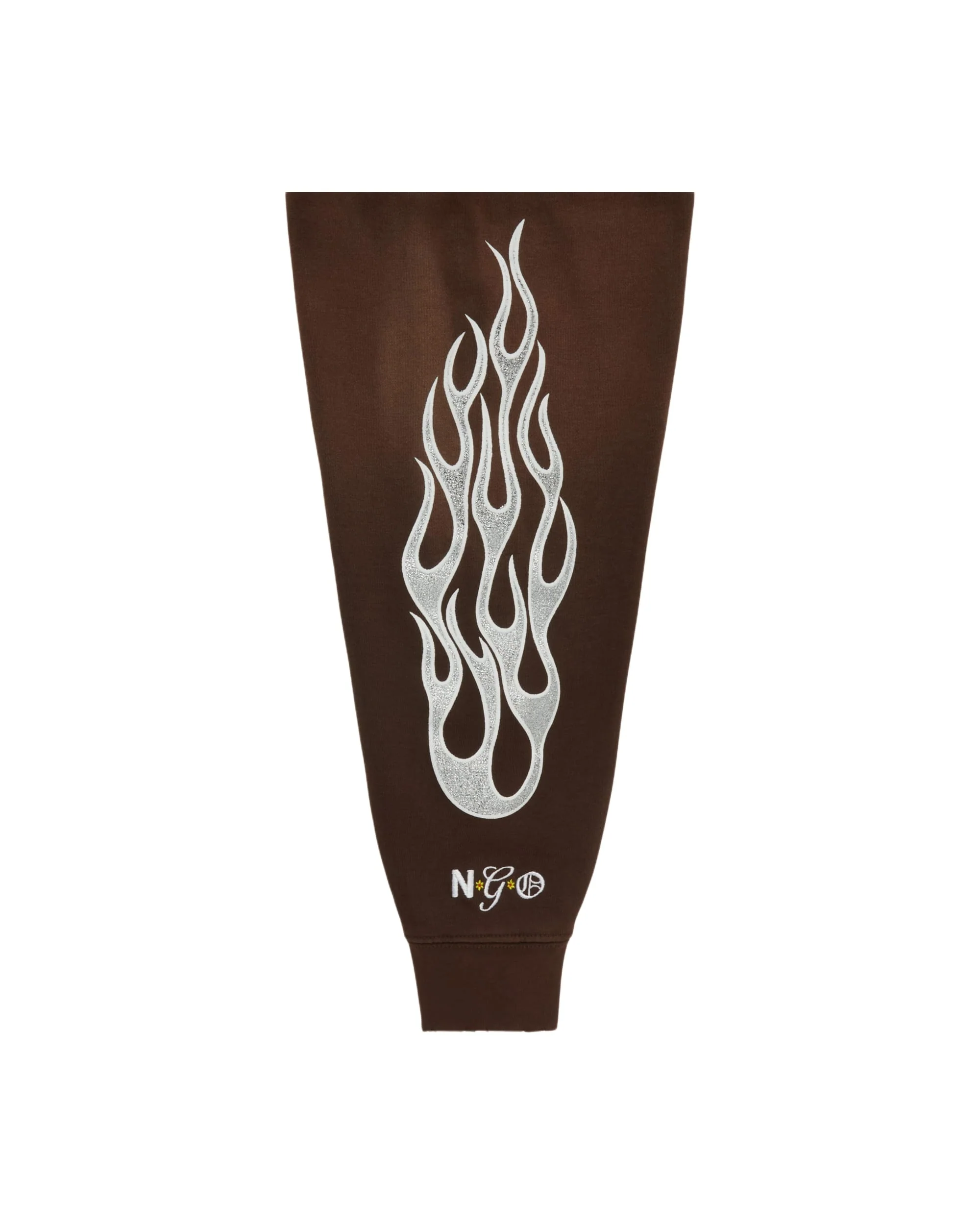 Metallic Flame Zip-Up Hoodie - Brown - Image 3