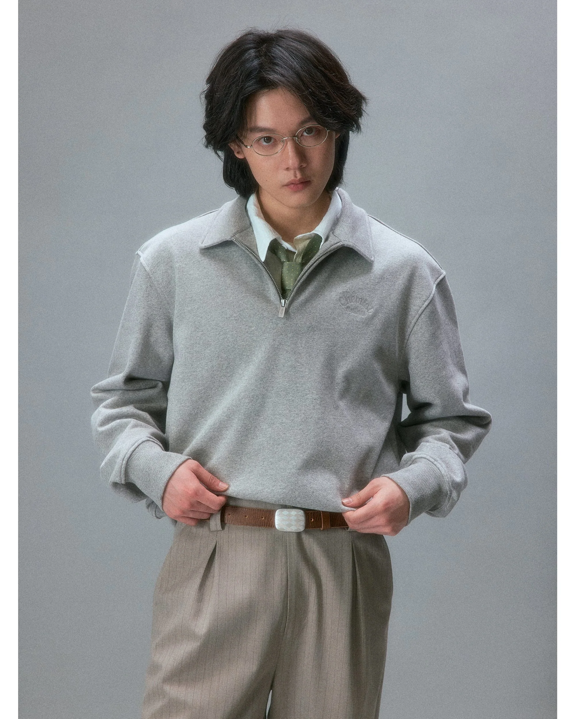 Minimal Drawstring Collar Sweatshirt - Image 6
