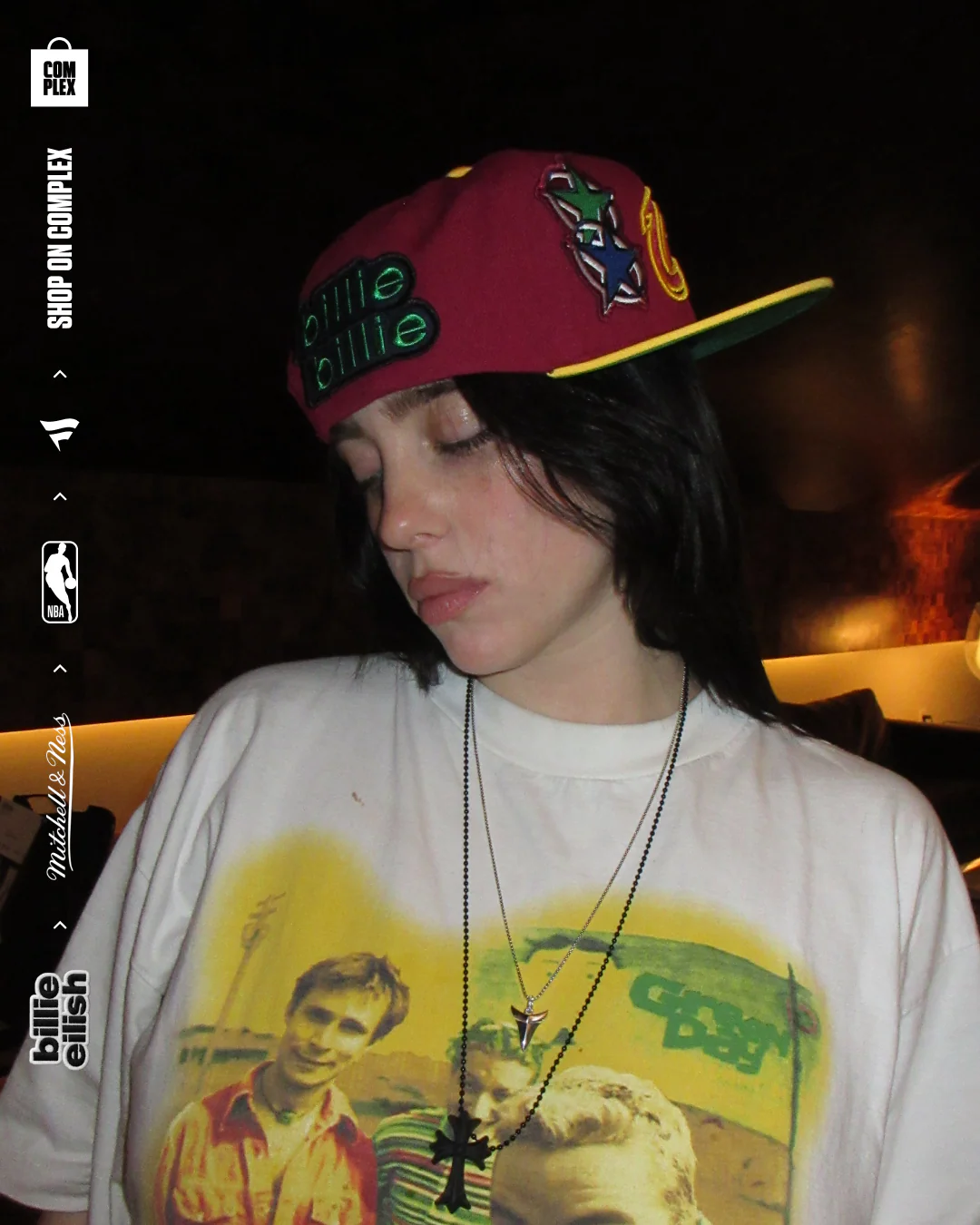 Mitchell & Ness x Billie Eilish Cleveland Cavaliers NBA B.E. Patch Snapback - Image 3