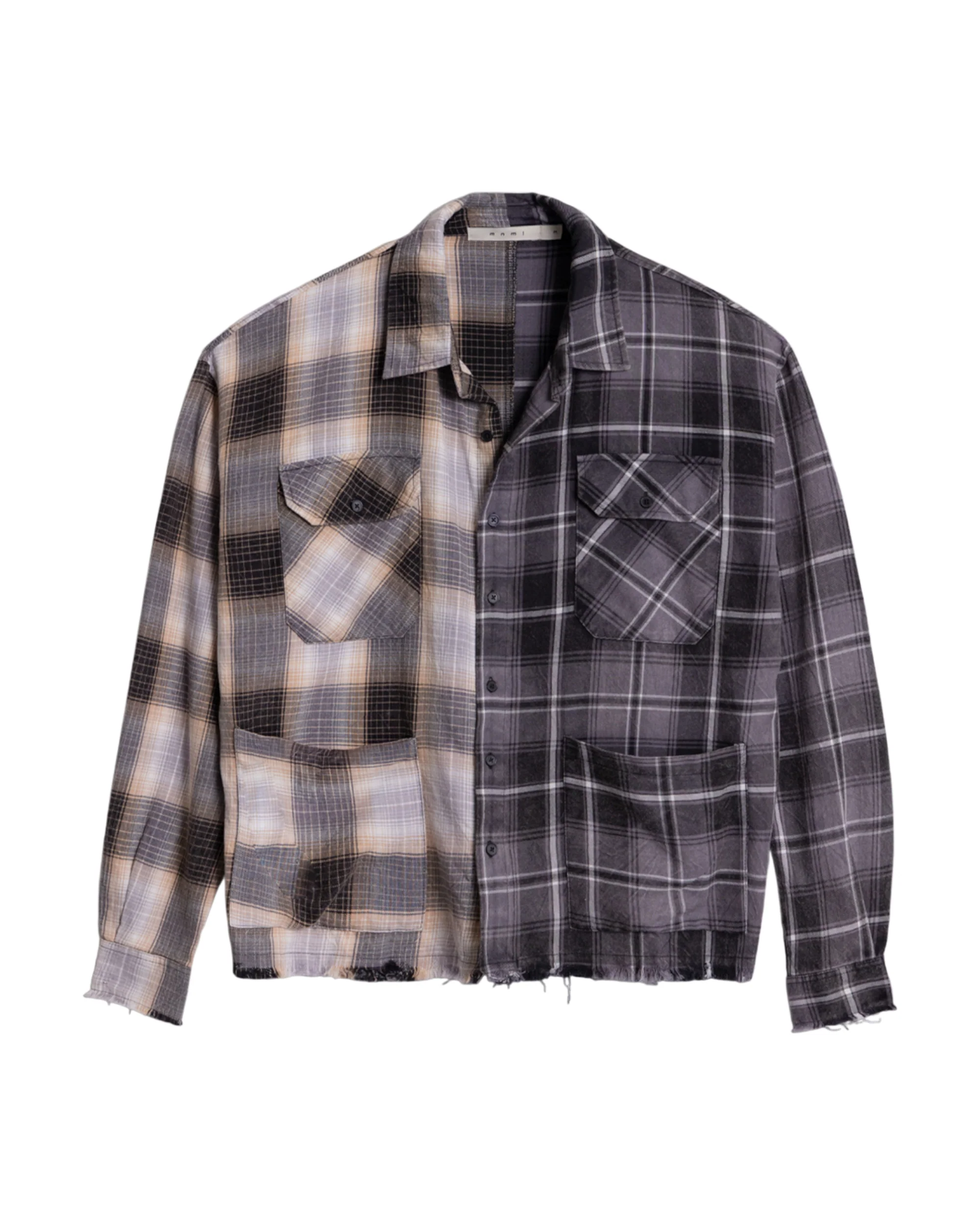 Mixed Flannel Shirt - Olive/Brown
