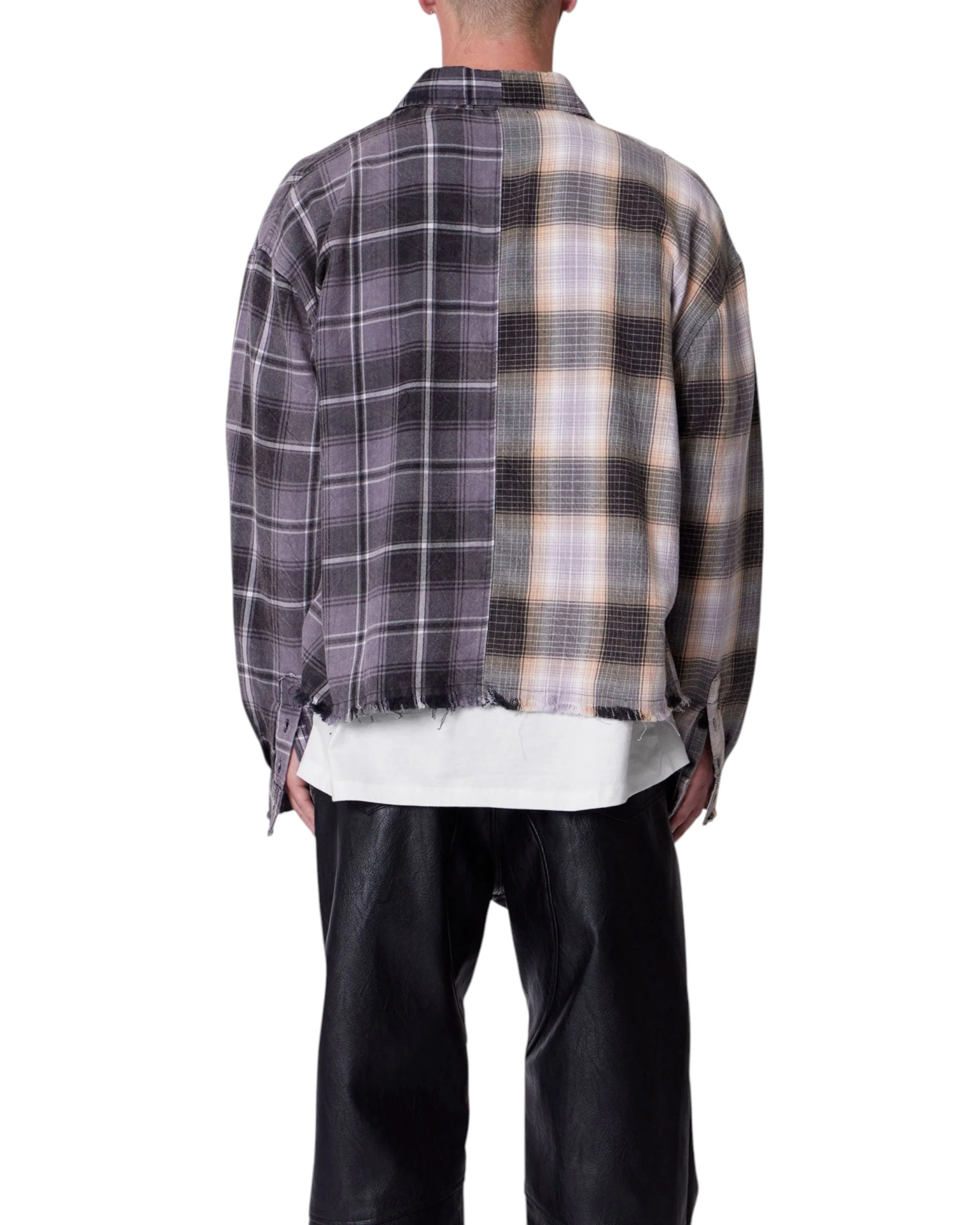 Mixed Flannel Shirt - Olive/Brown - Image 3