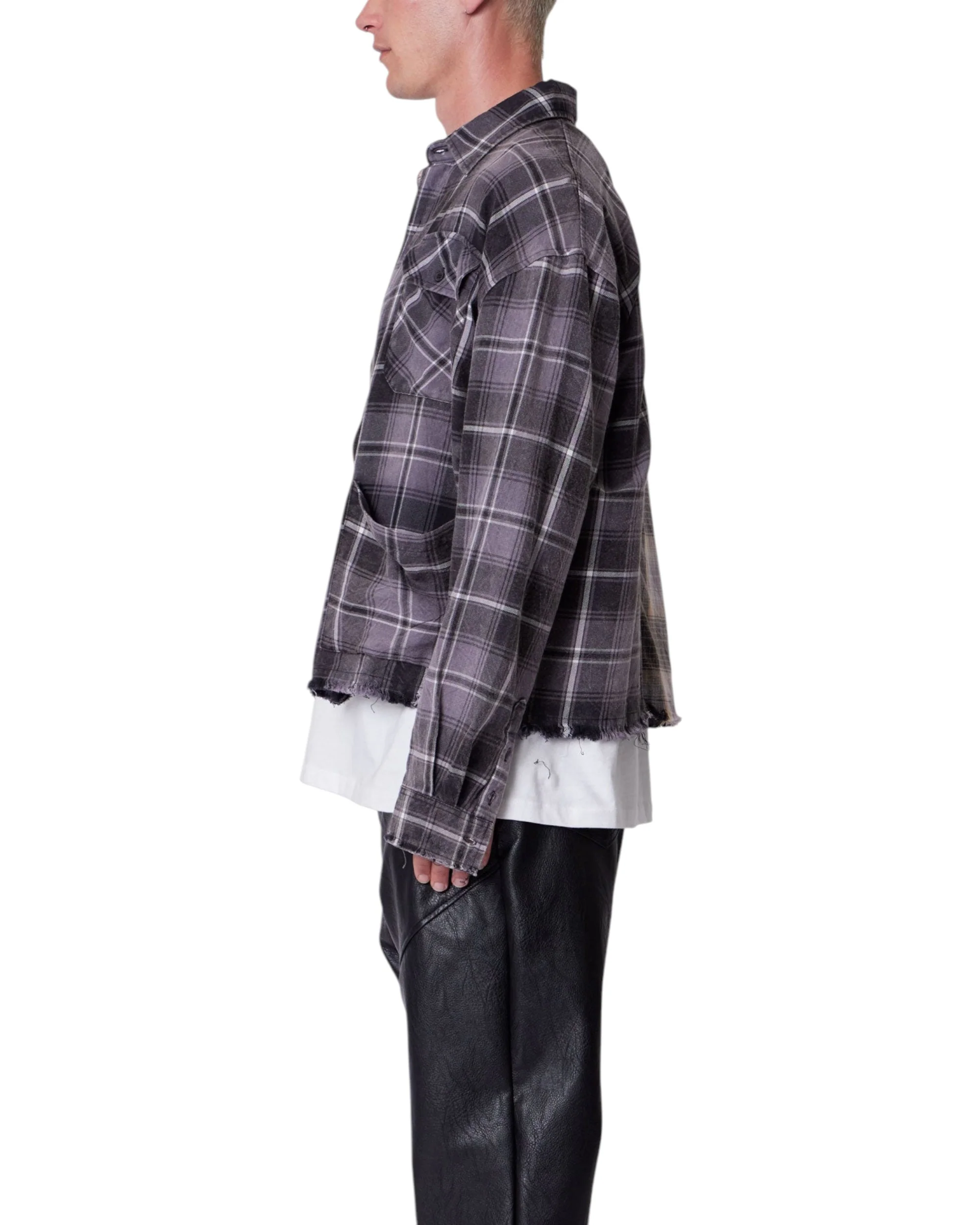 Mixed Flannel Shirt - Olive/Brown - Image 6