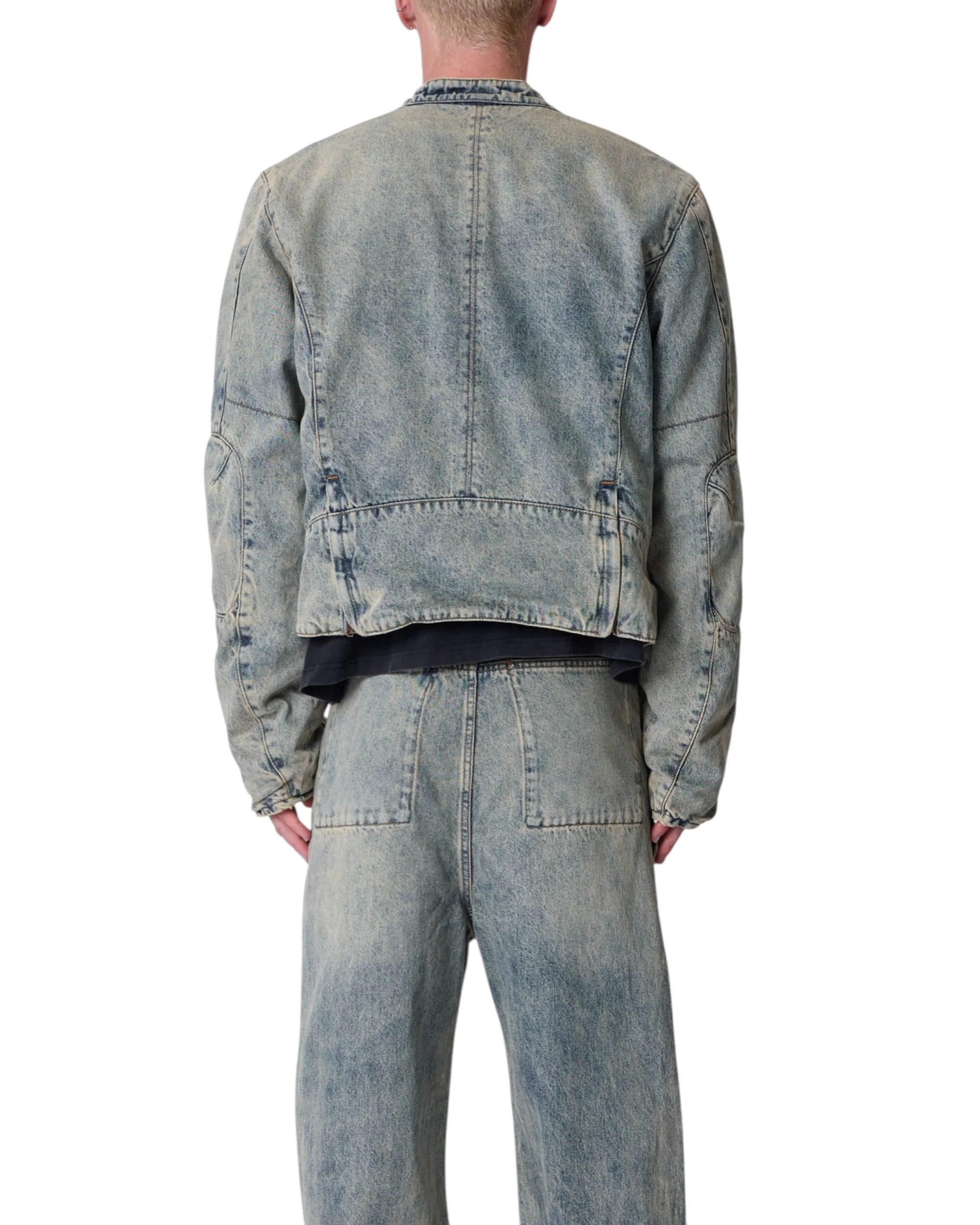 Moto Denim Jacket - Vintage Blue - Image 3