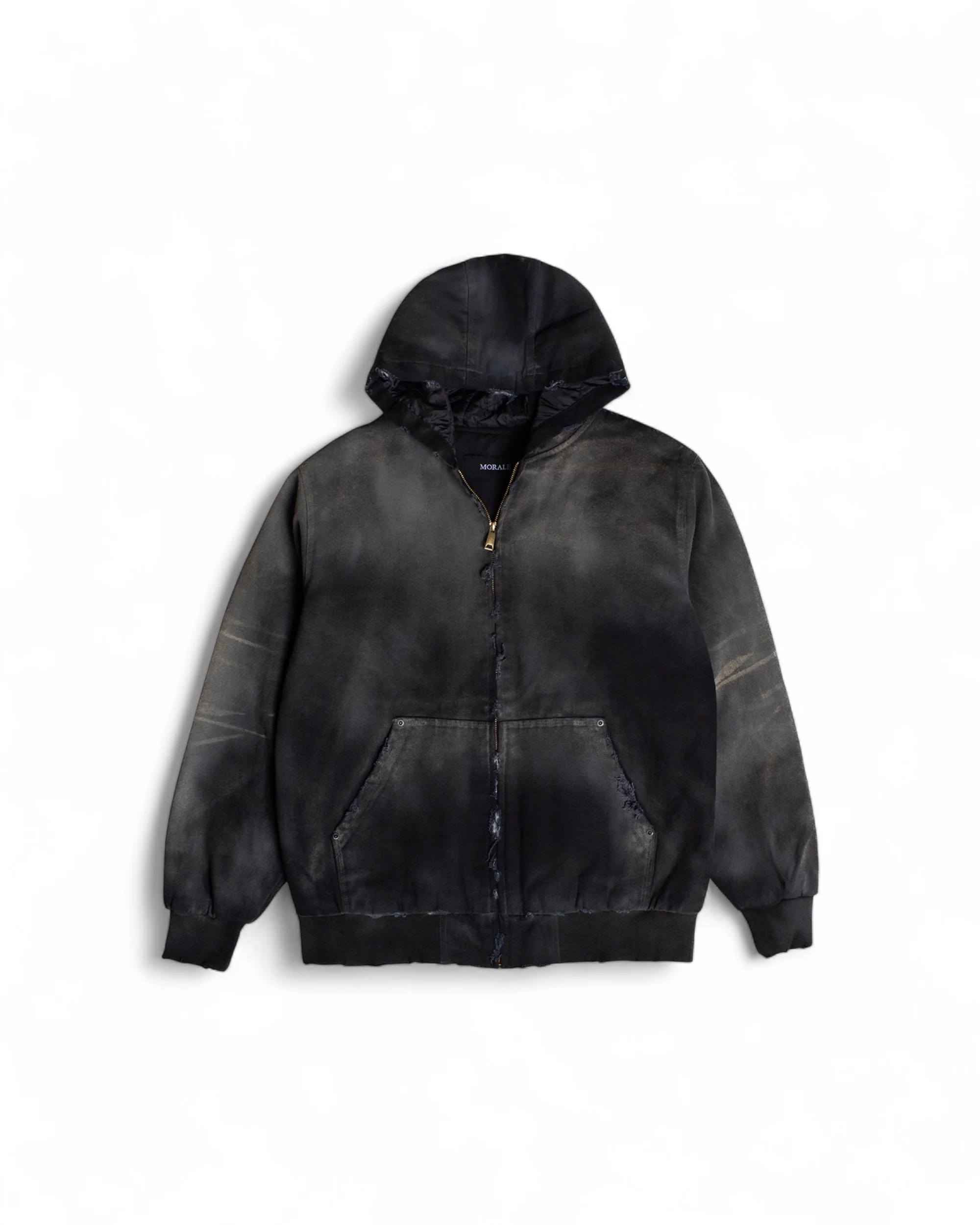 MUD WASHED BLACK CANVAS WORK JACKET