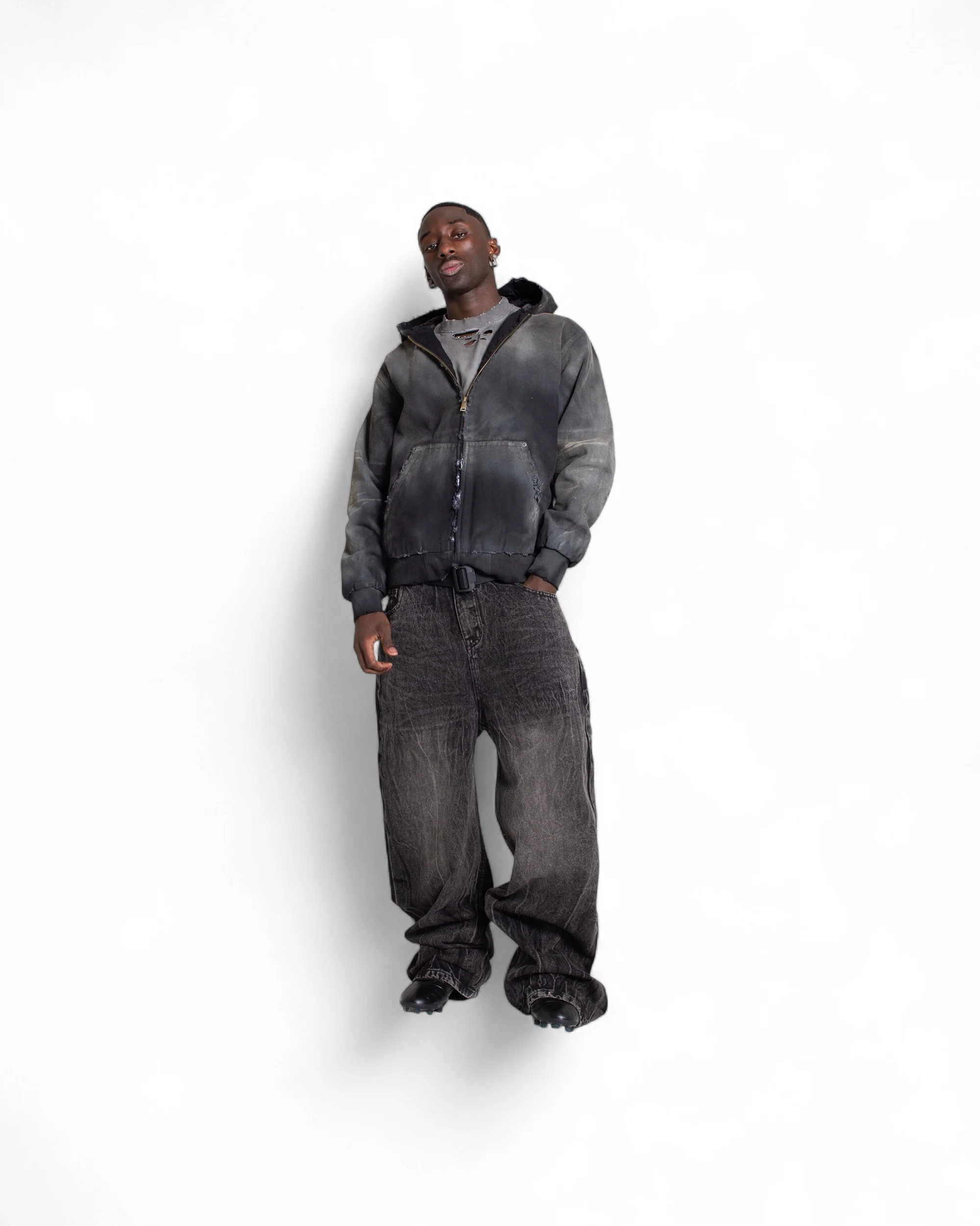 MUD WASHED BLACK CANVAS WORK JACKET - Image 3
