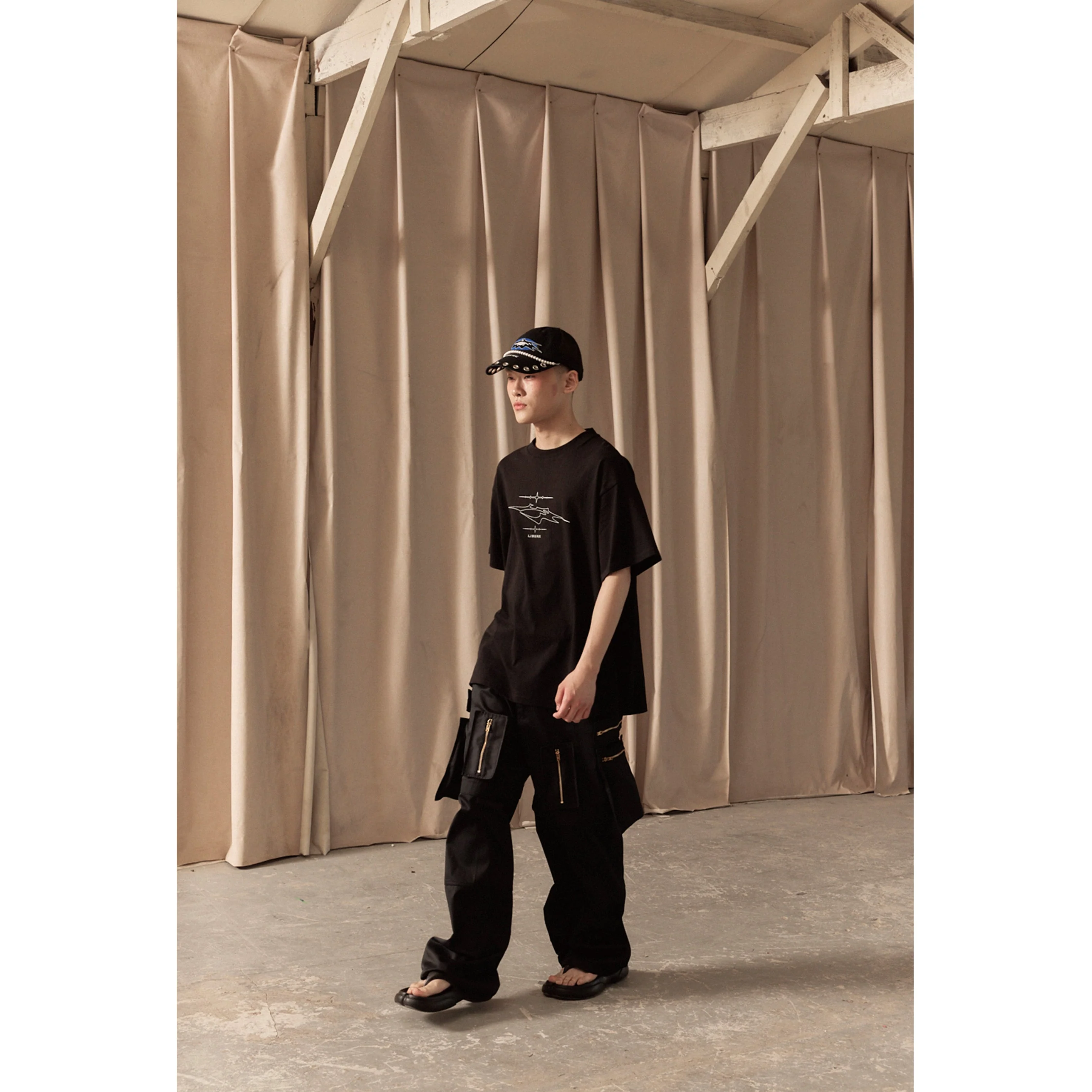 MULTI ZIP POCKET PANTS / BLACK - Image 81