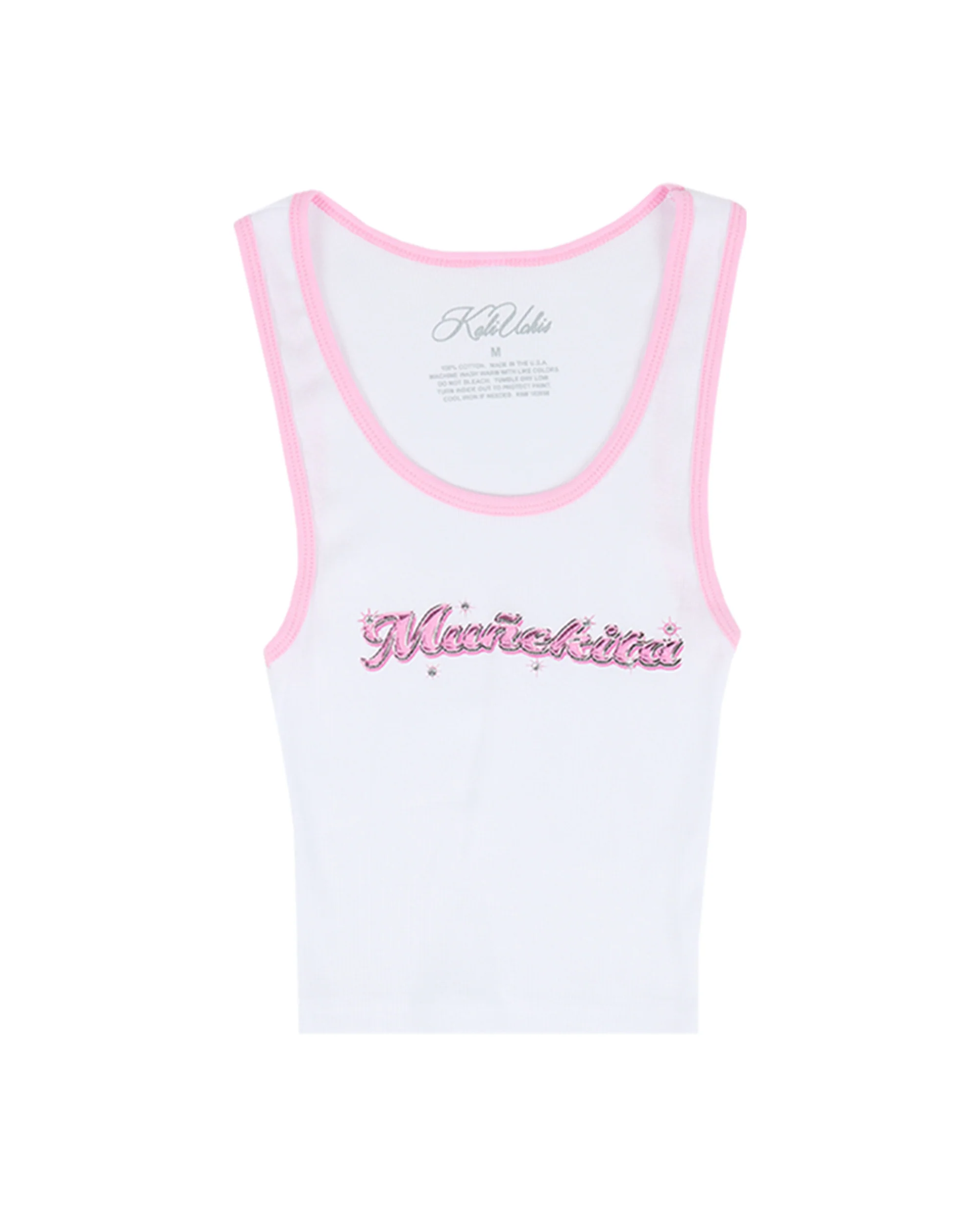 Muñekita Pink Rhinestone Tank Top