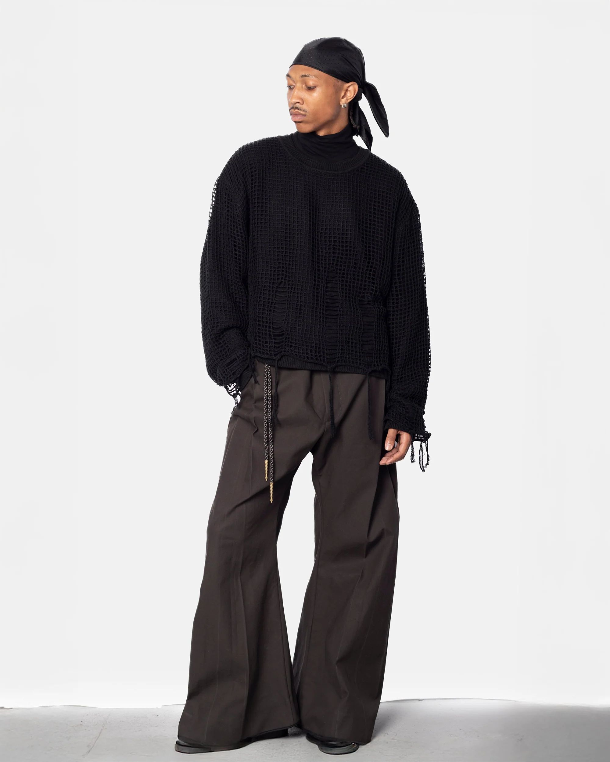 Netted Sweater - Black - Image 2