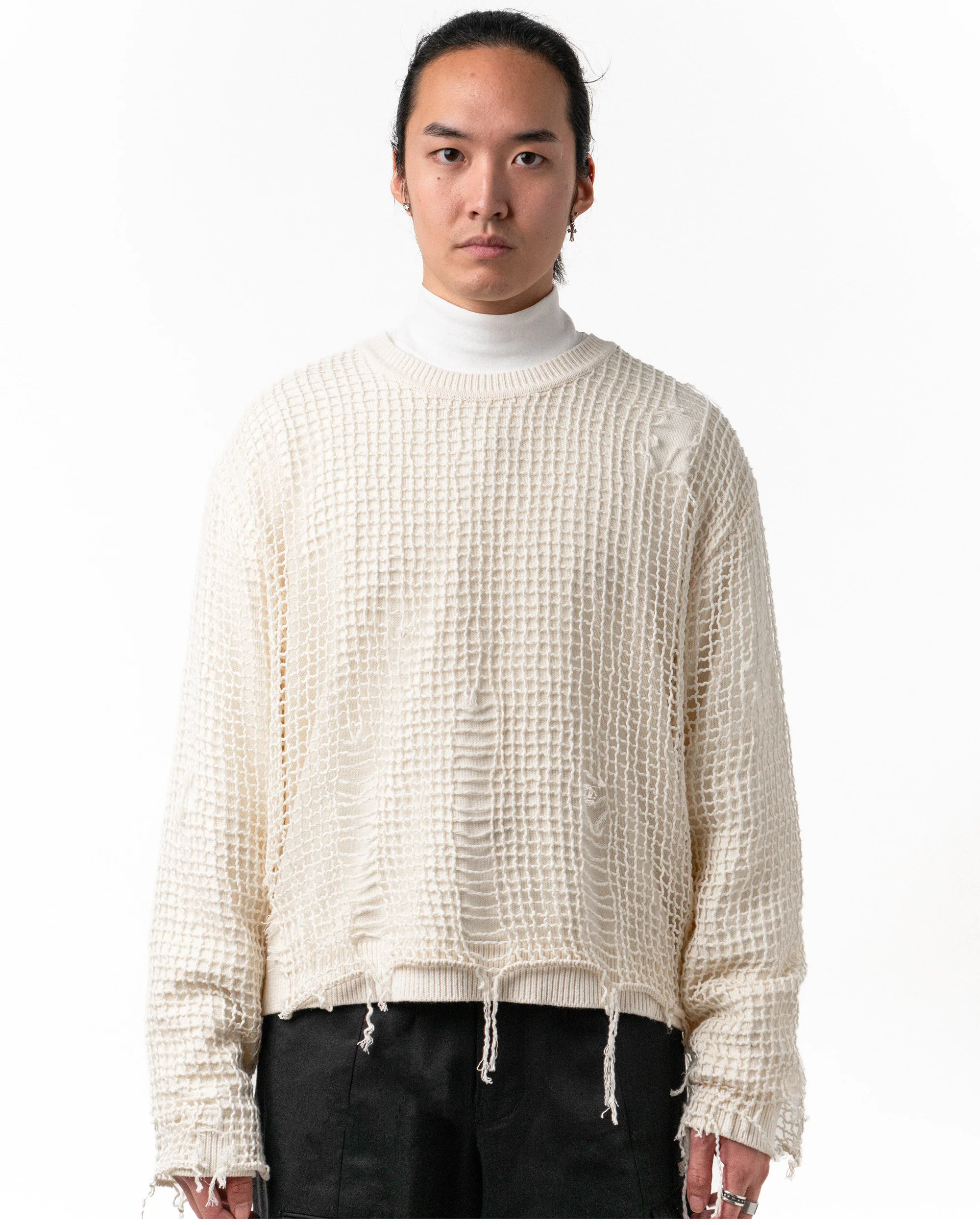 Netted Sweater CREAM - Image 4