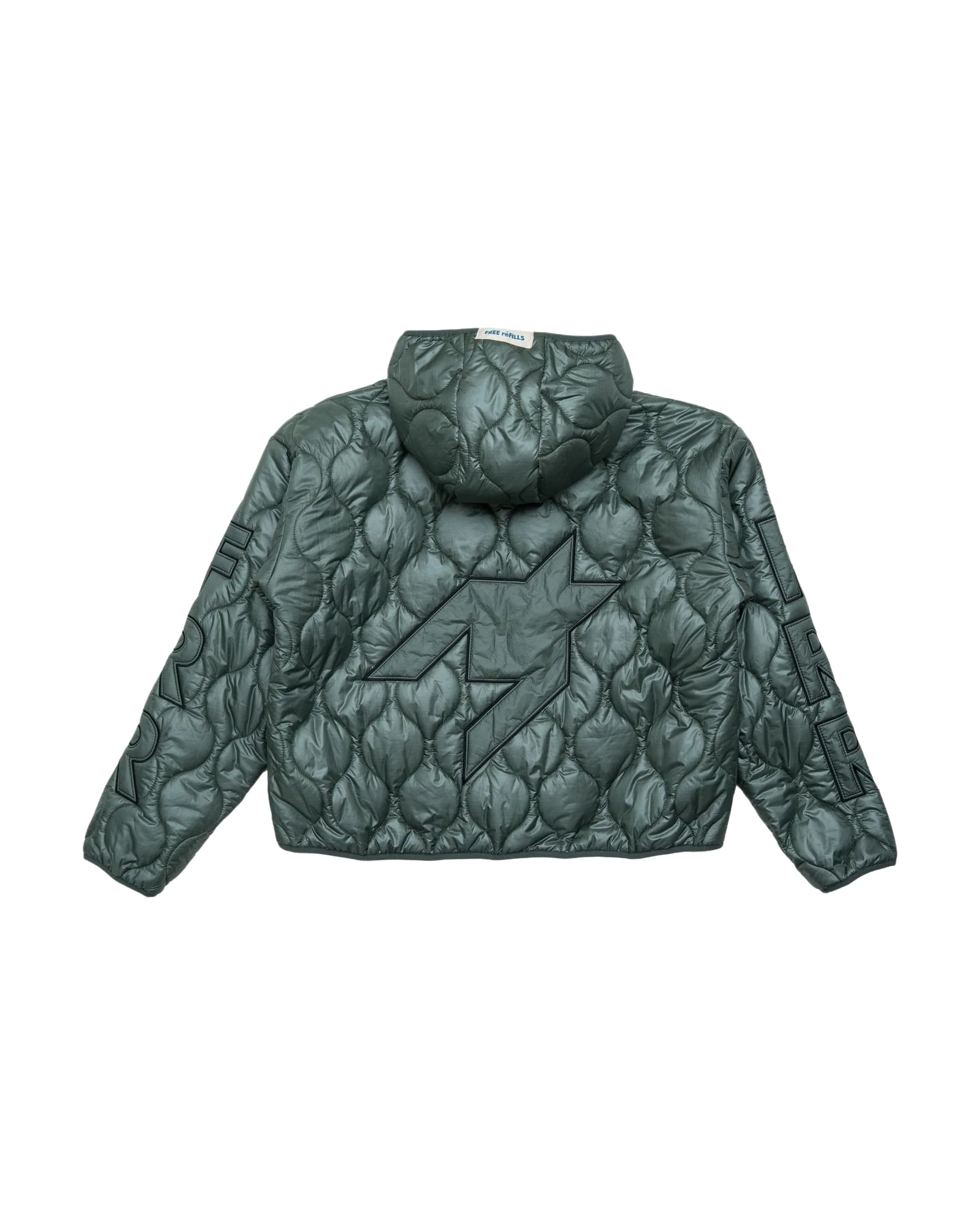 Nylon Quilted Zip-Up Jacket - Olive - Image 2