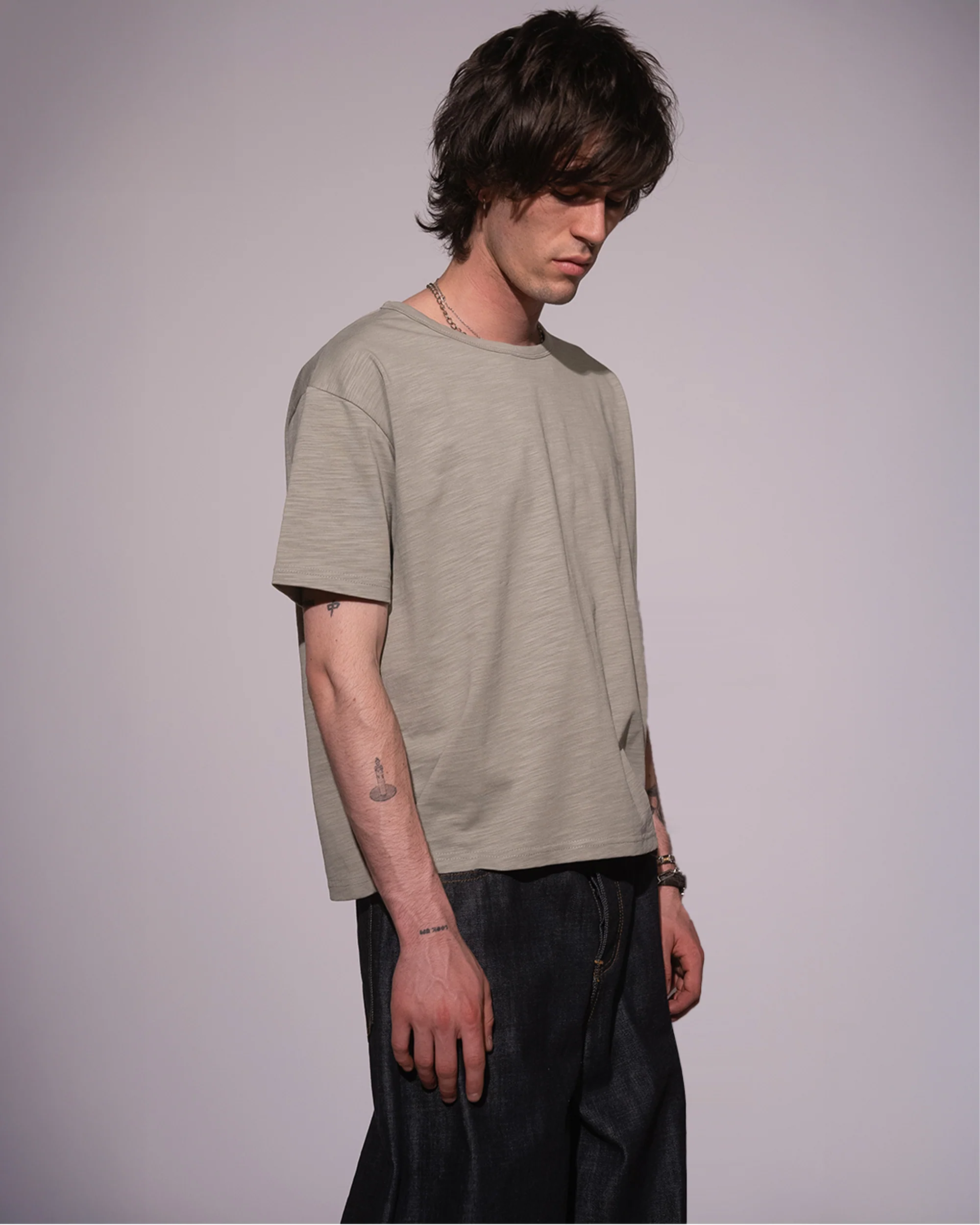 OLIVE SLUB TSHIRT - Image 3