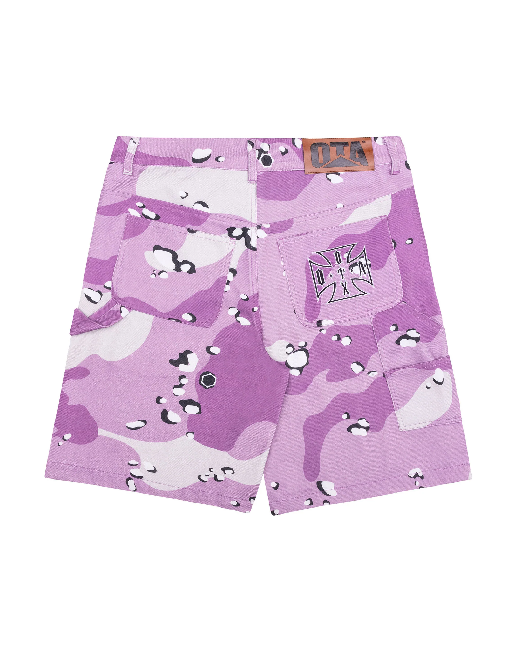 OTA & Shoreline Mafia OTX Boyz Purple Chip Camo Choppa Double Knee Work Shorts - Image 2