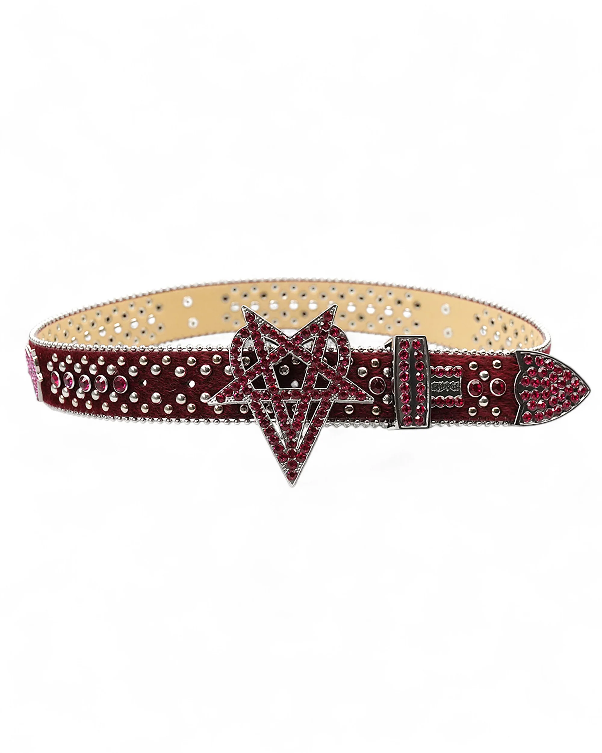 "OVD STUDDED BELT" - BLOOD RED