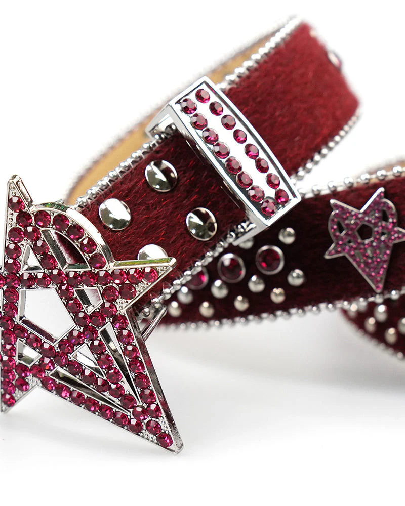 "OVD STUDDED BELT" - BLOOD RED - Image 4