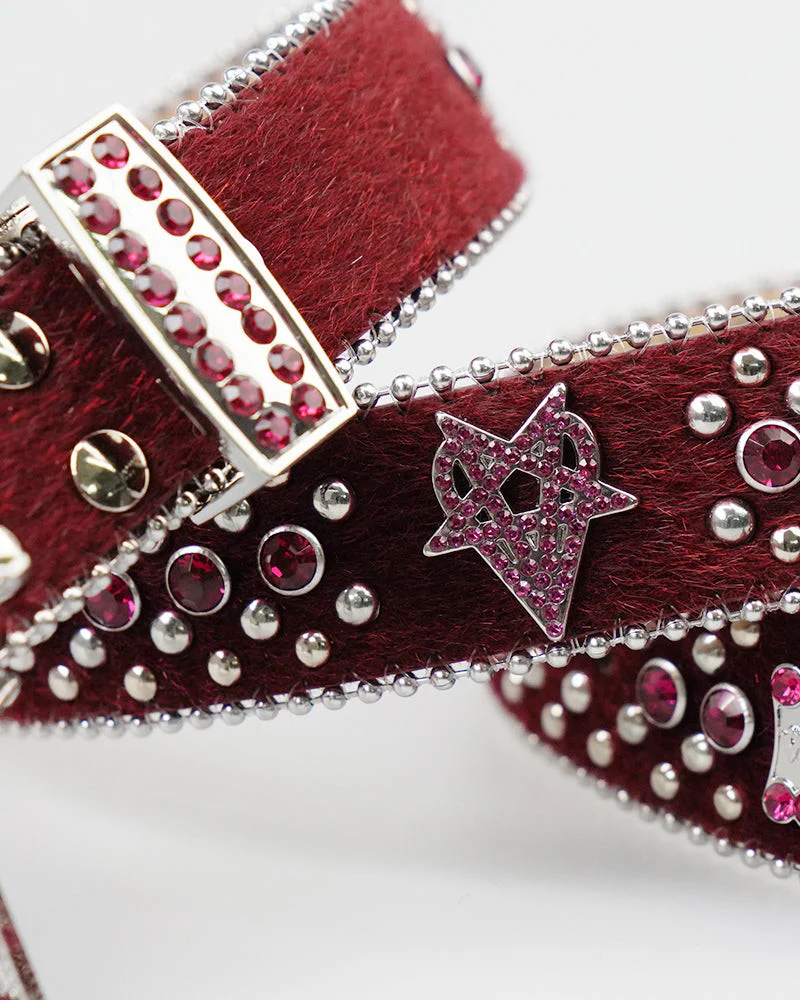 "OVD STUDDED BELT" - BLOOD RED - Image 5