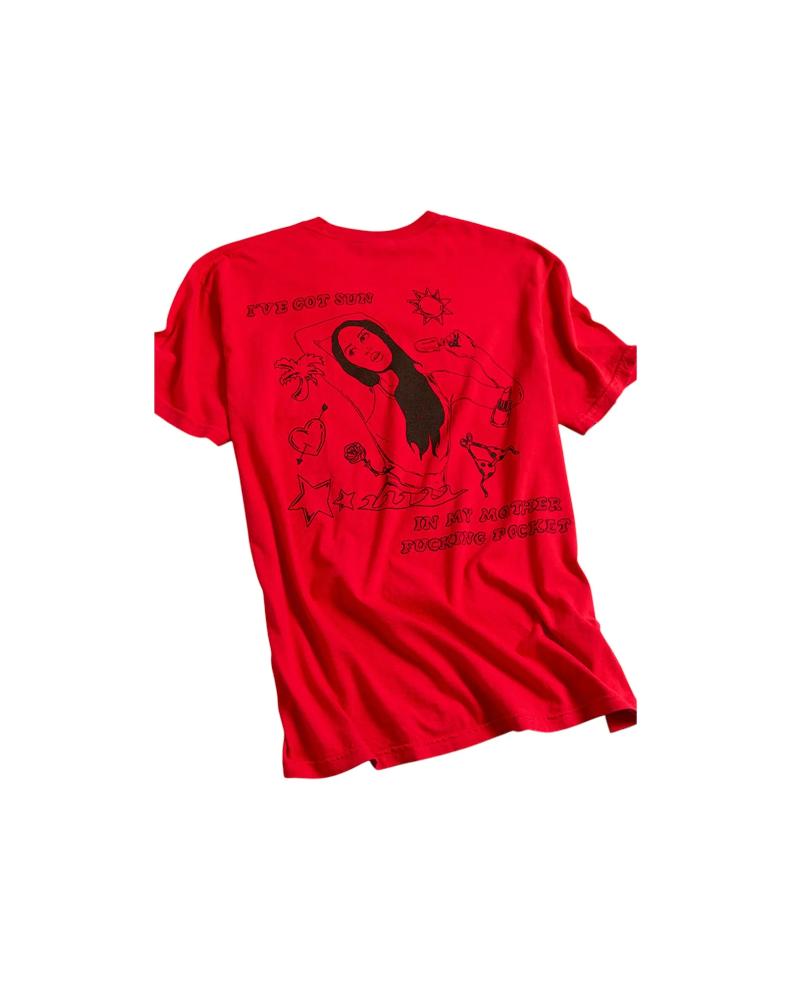 oversized sun in my mother fucking pocket t-shirt in red