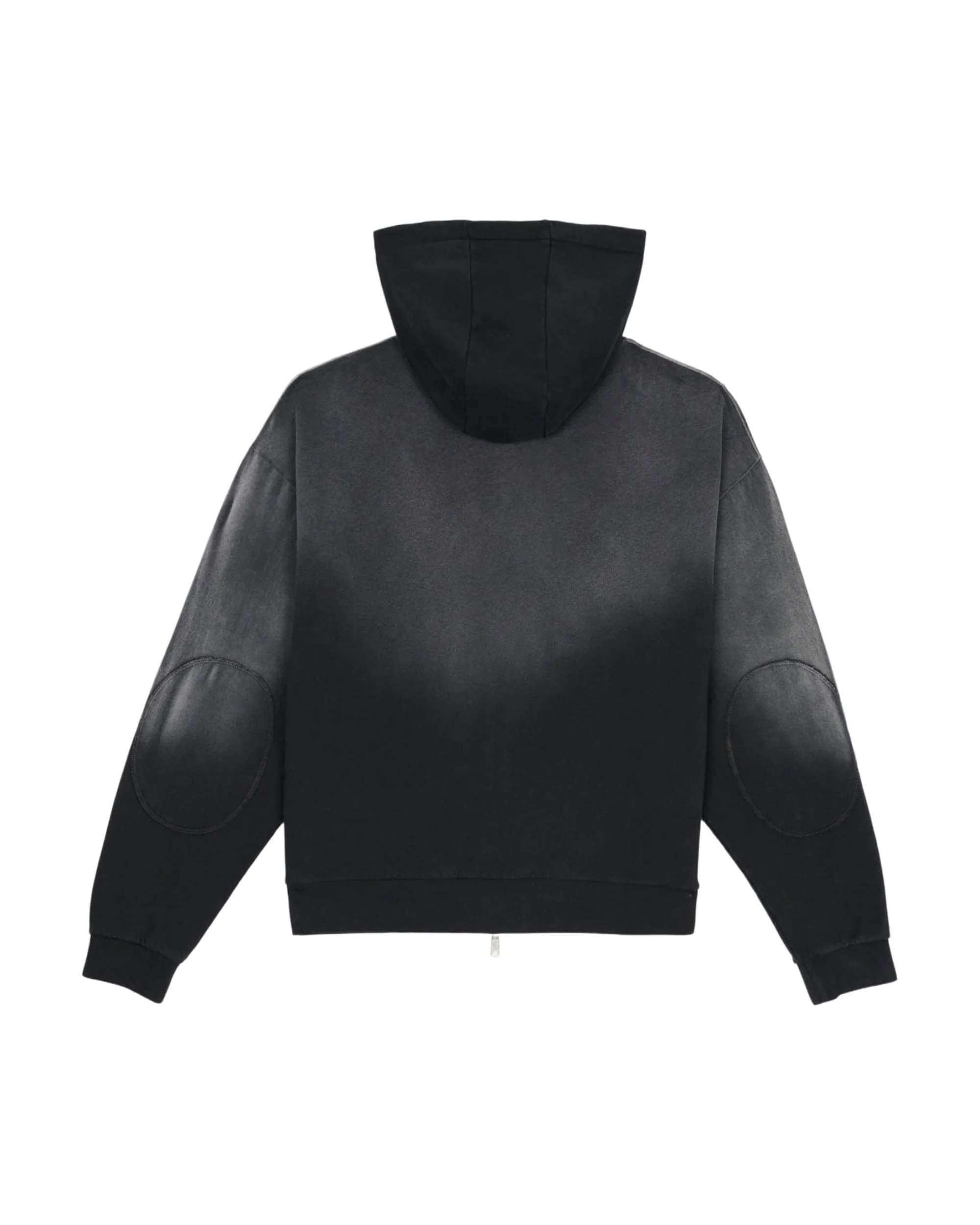 Padded Elbow Zip-Up Hoodie - Washed Black - Image 2