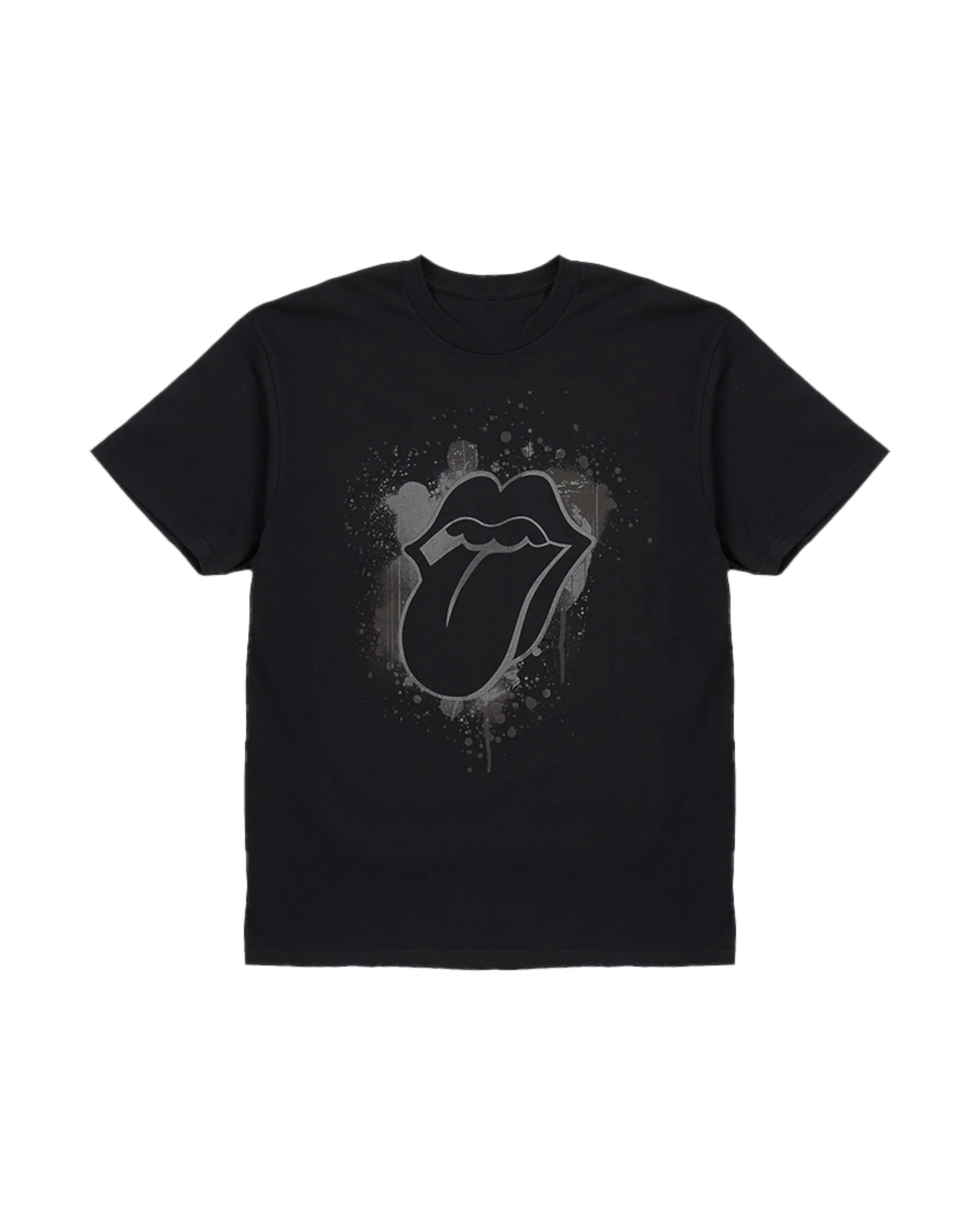Paint It Black Reflective Tonal Splatter Tongue Print T-Shirt