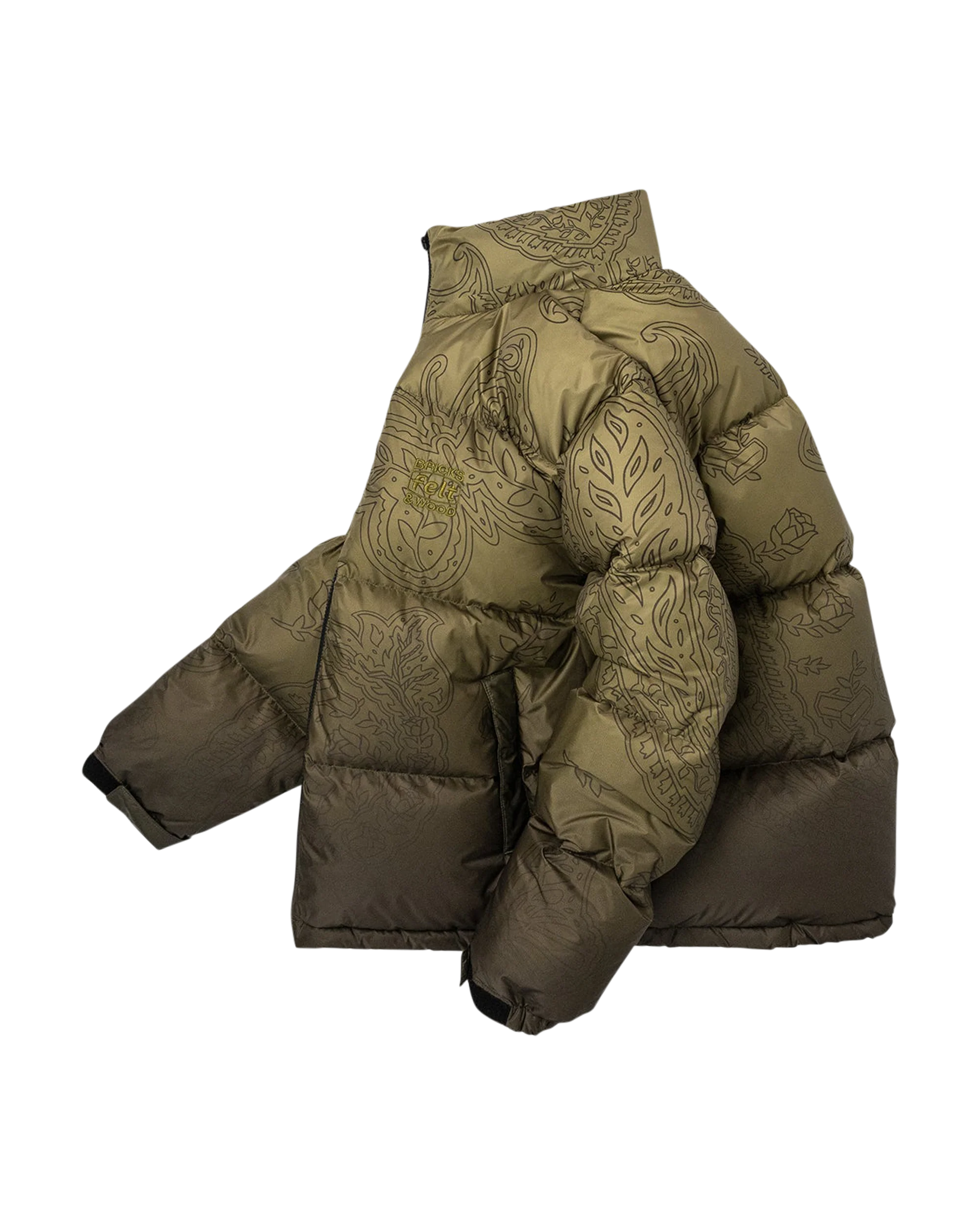 Paisley Butterfly Down Jacket - Olive - Image 3