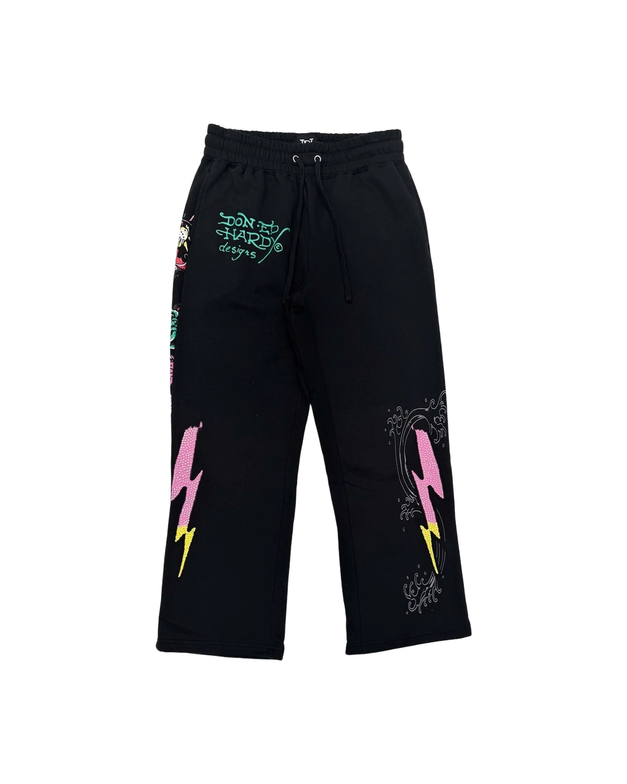 Panther Rose Rhinestone Baggy Sweatpants
