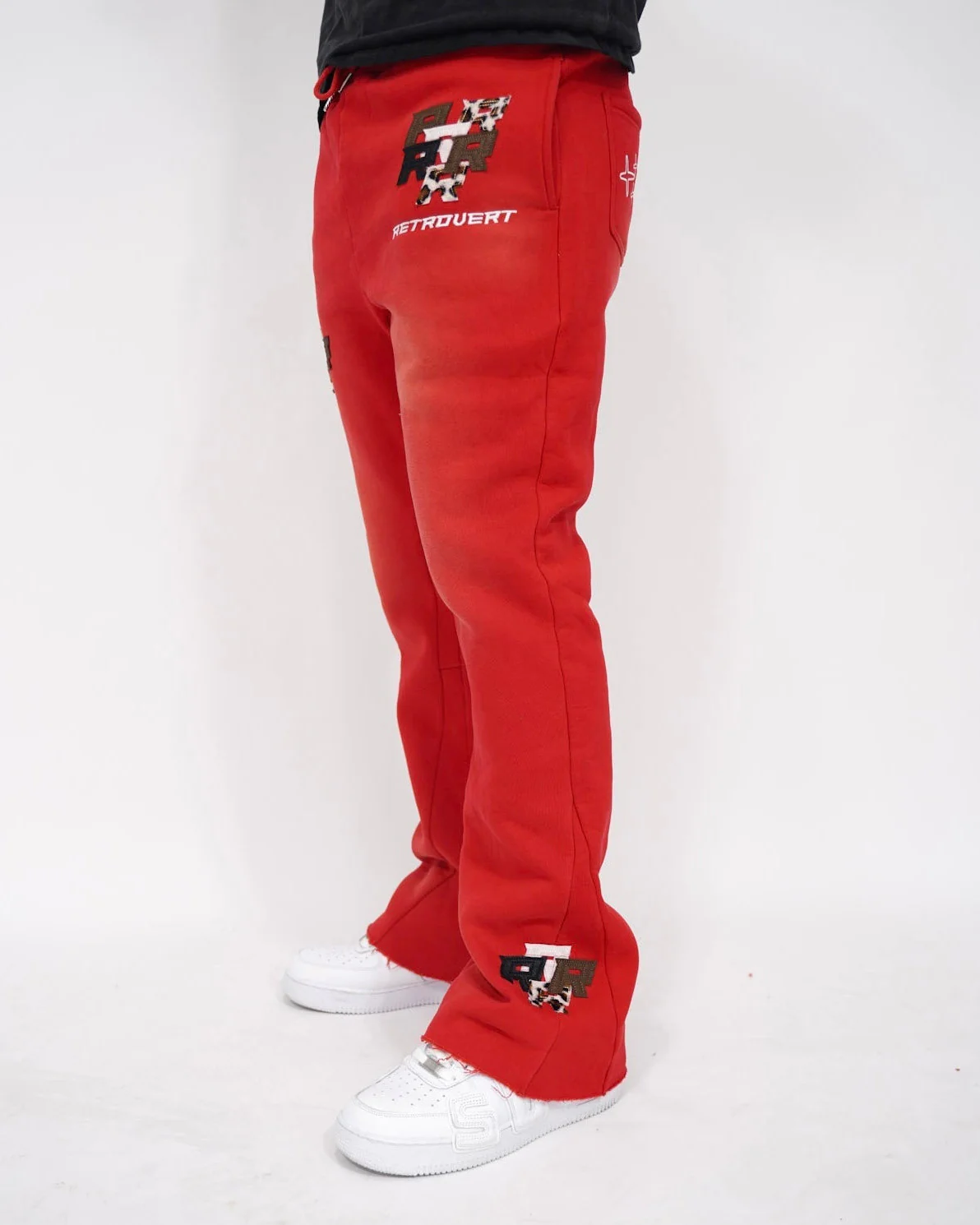Patch Flare Sweatpants - Red - Image 4