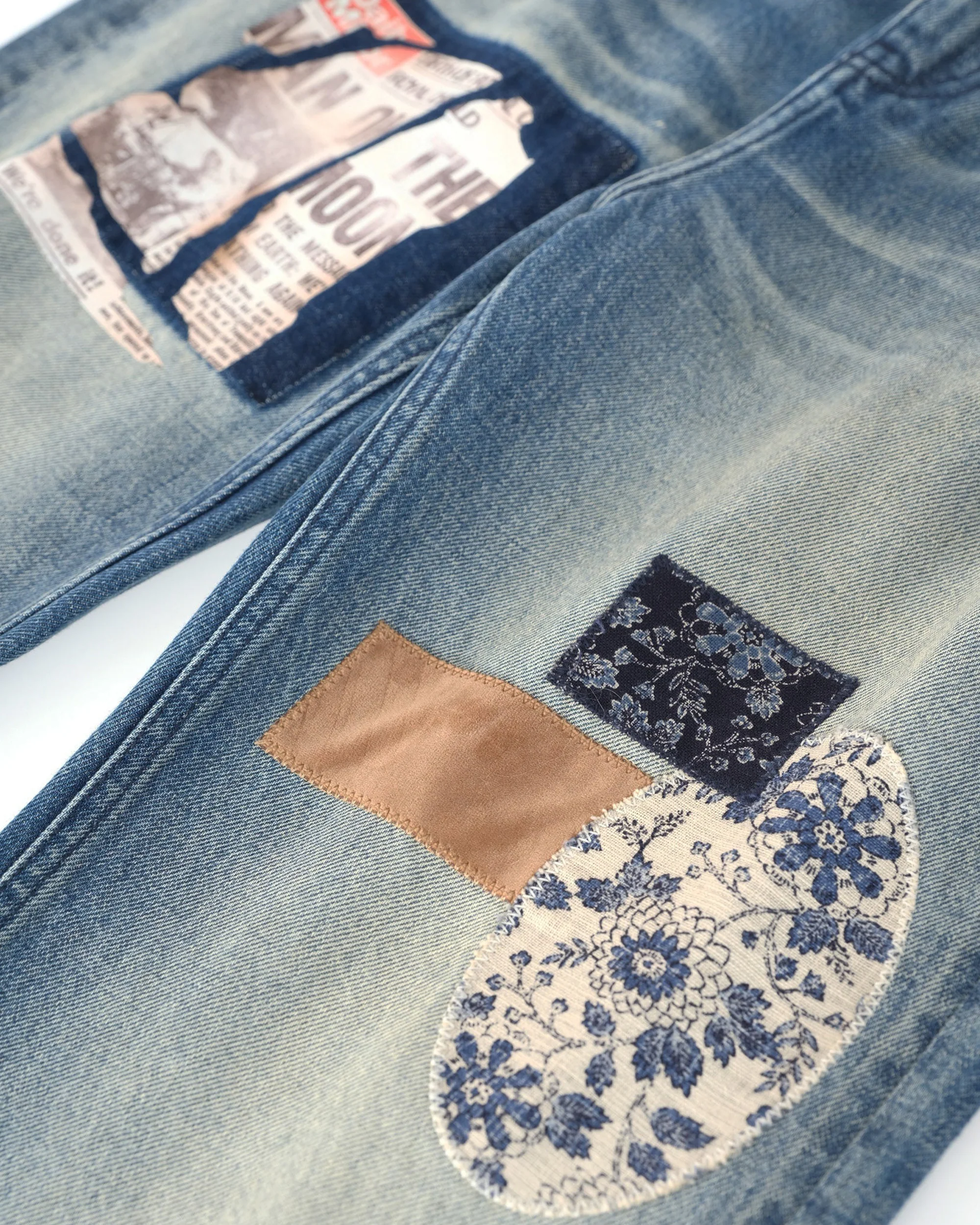 Patchwork Fade Denim Pants - Image 8