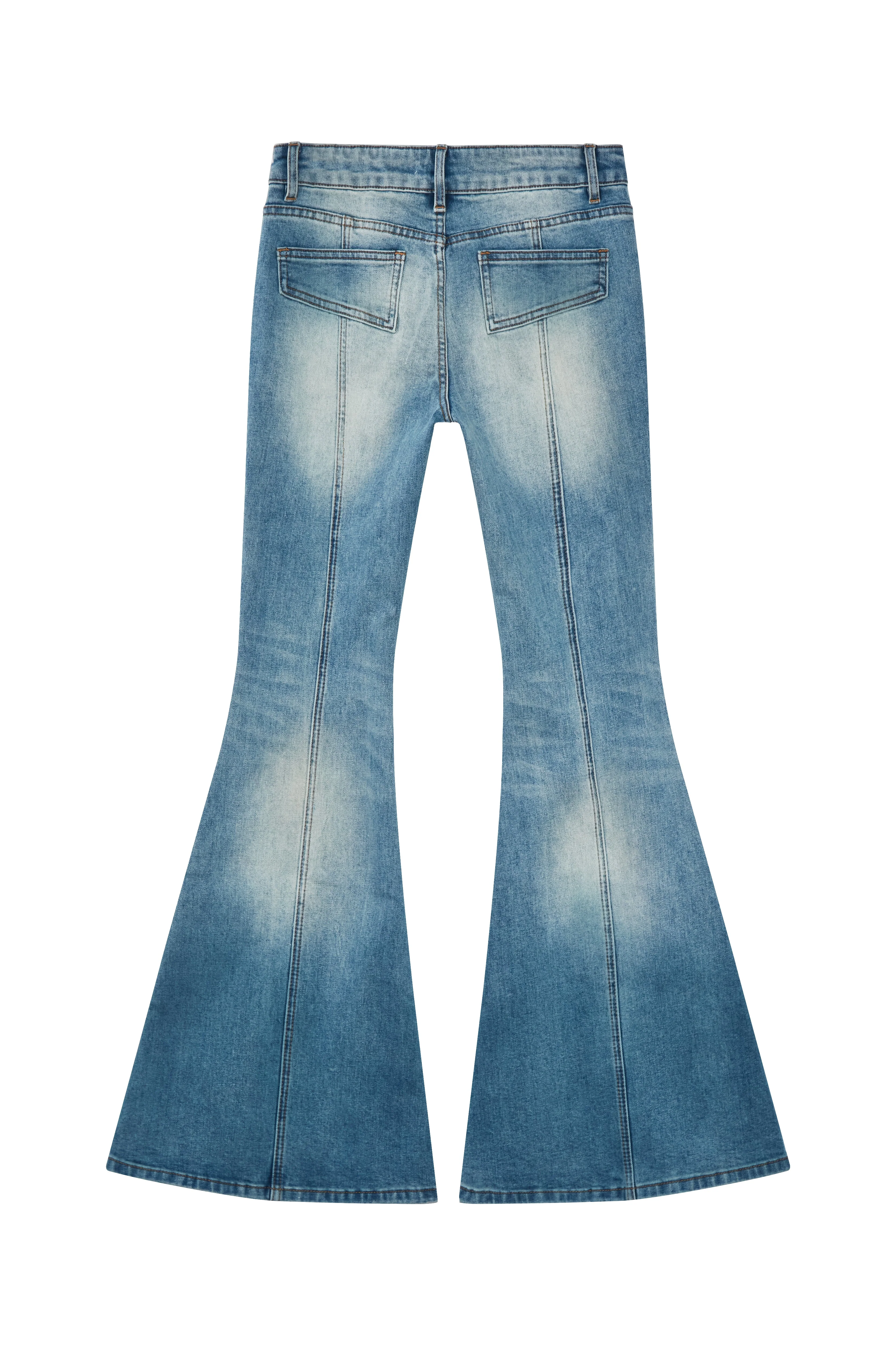 Patchwork Low-Rise Flared Jeans - Image 15