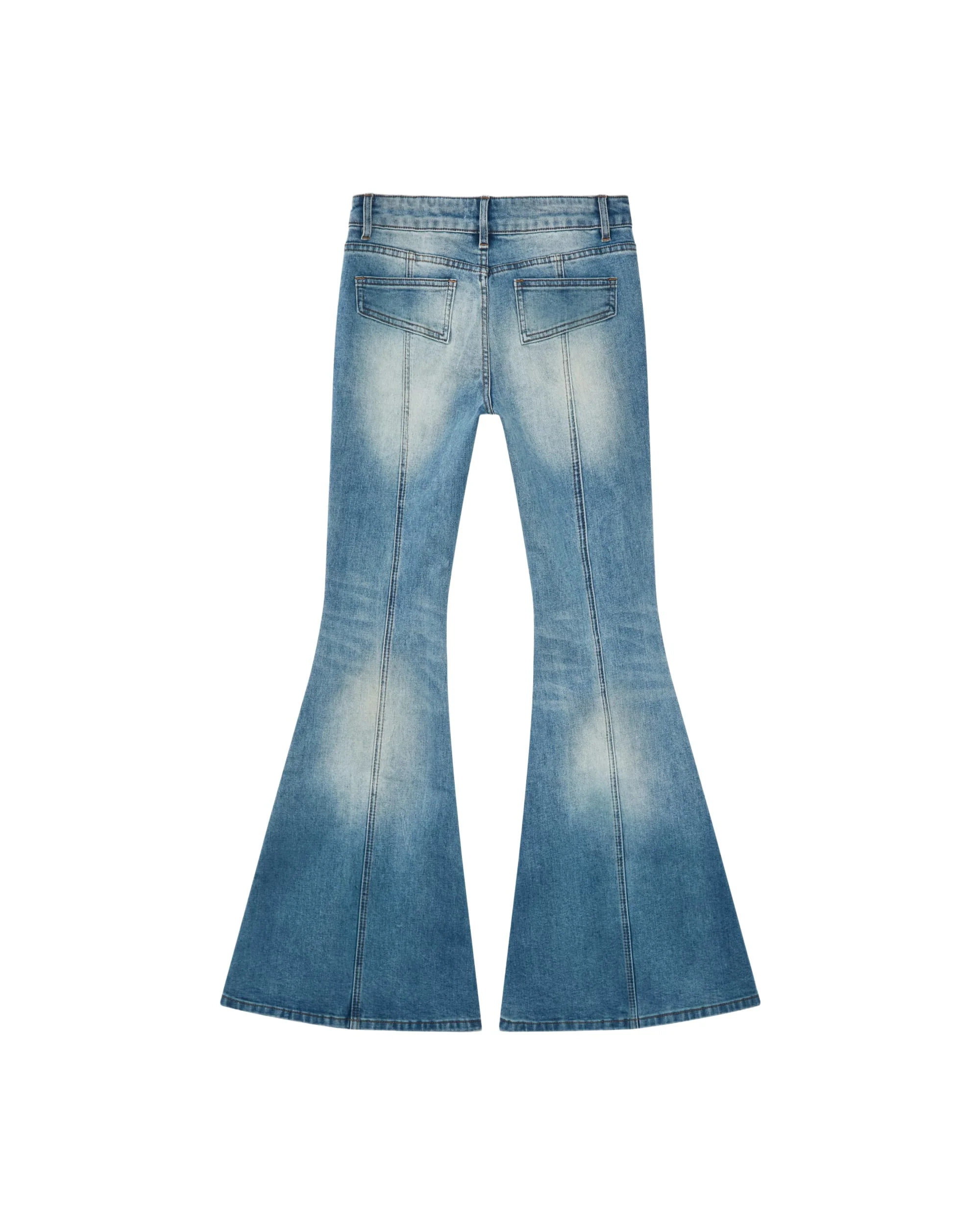 Patchwork Low-Rise Flared Jeans - Image 2