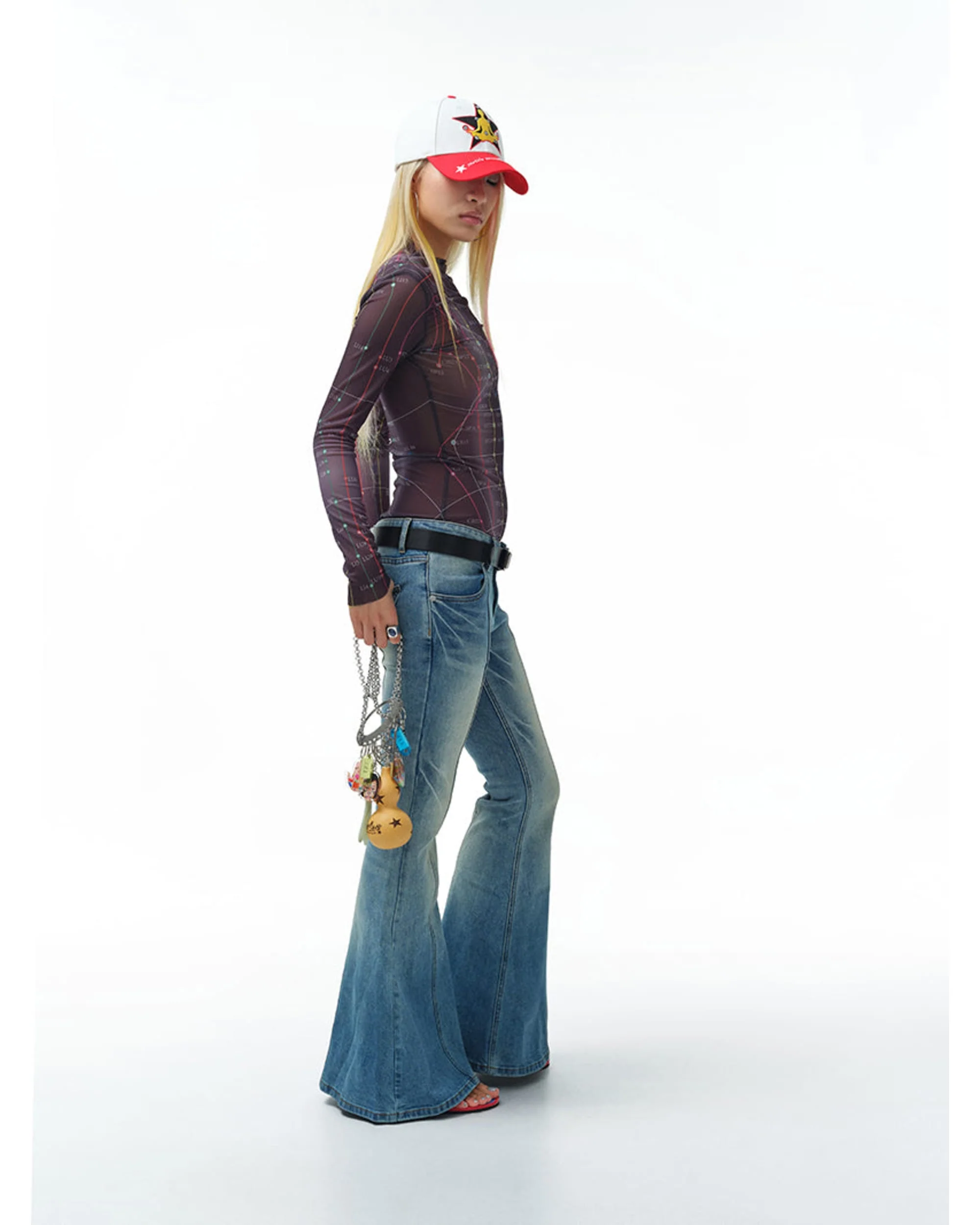 Patchwork Low-Rise Flared Jeans - Image 5