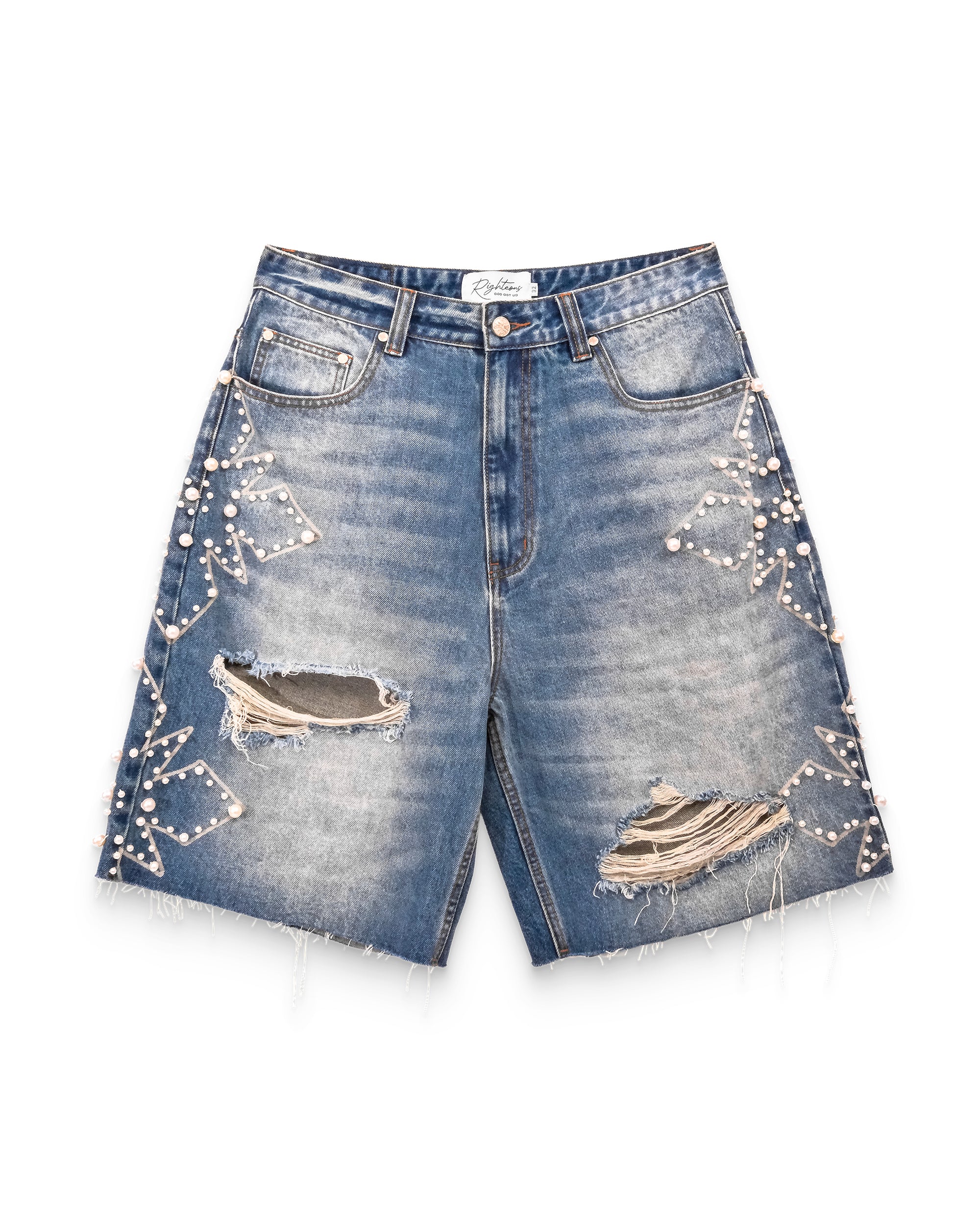 Pearl Distressed Denim Shorts