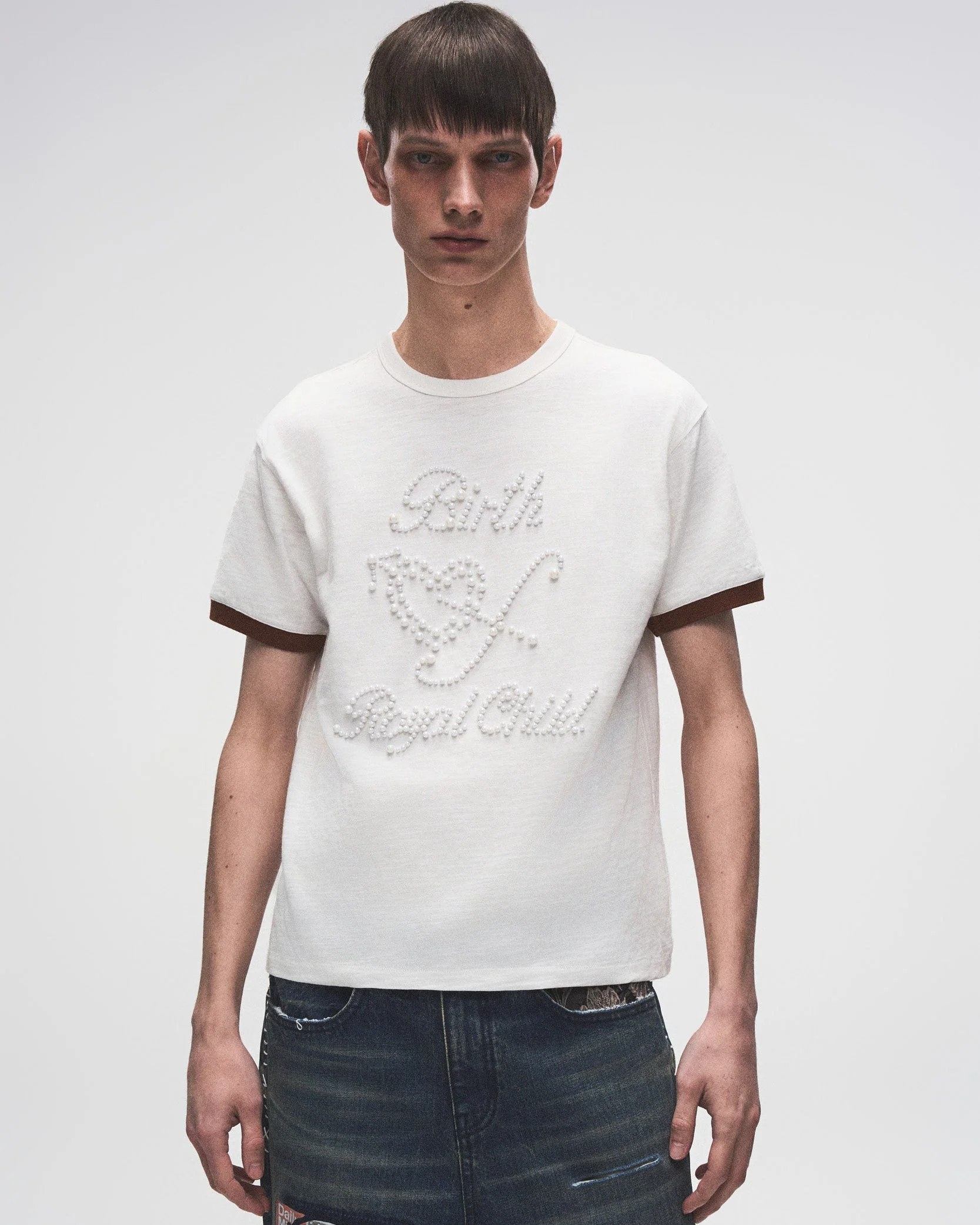Pearl Patchwork T-Shirt IN WHT - Image 3