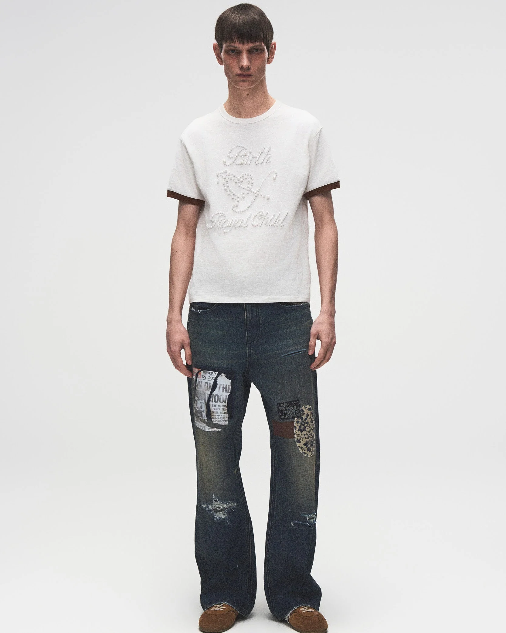 Pearl Patchwork T-Shirt IN WHT - Image 4