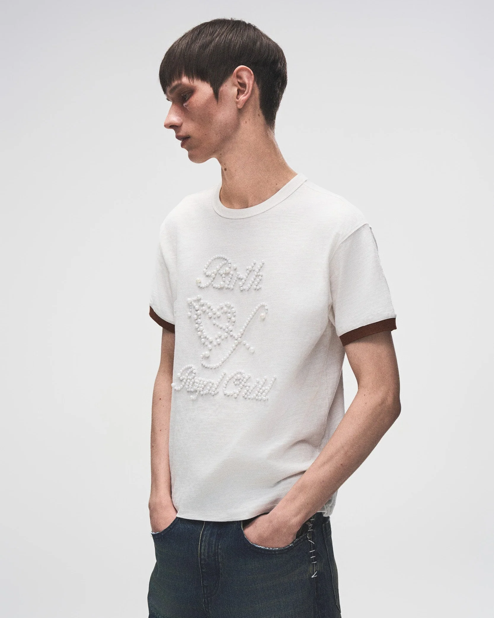 Pearl Patchwork T-Shirt IN WHT - Image 5