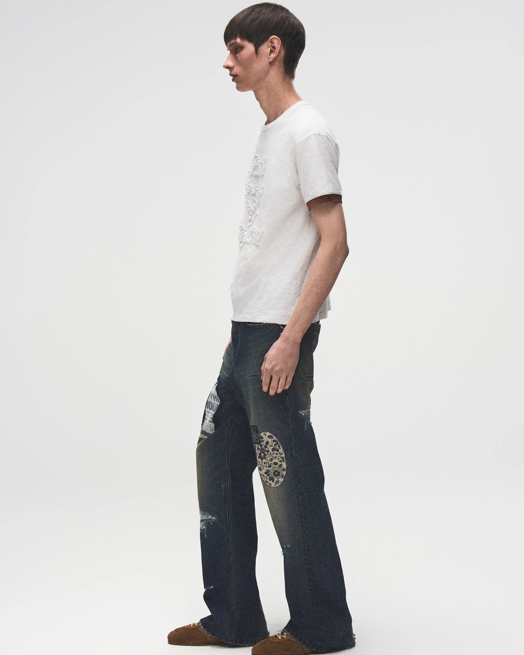 Pearl Patchwork T-Shirt IN WHT - Image 6