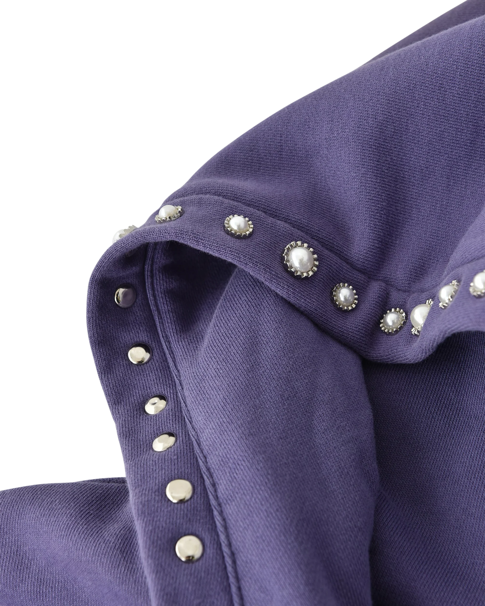 PEARL STUDDED BOXY ZIP HOODIE PURPLE - Image 4