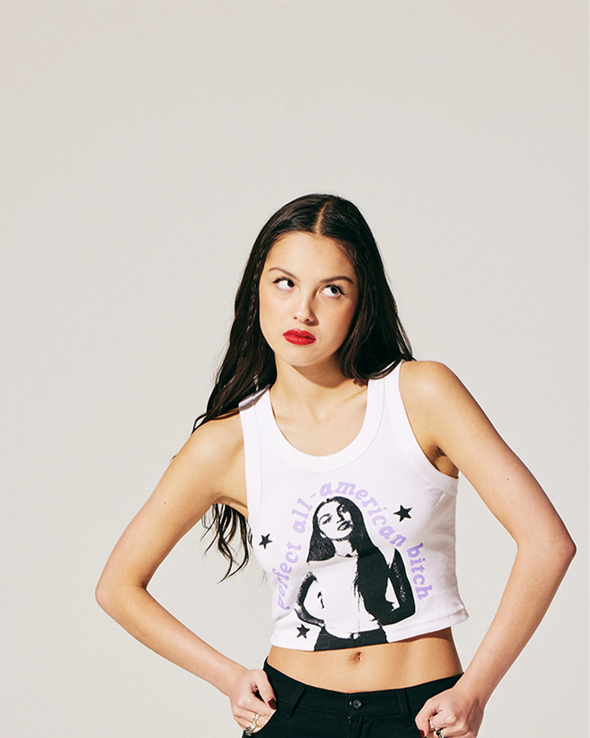 perfect all-american bitch crop tank in white - Image 2