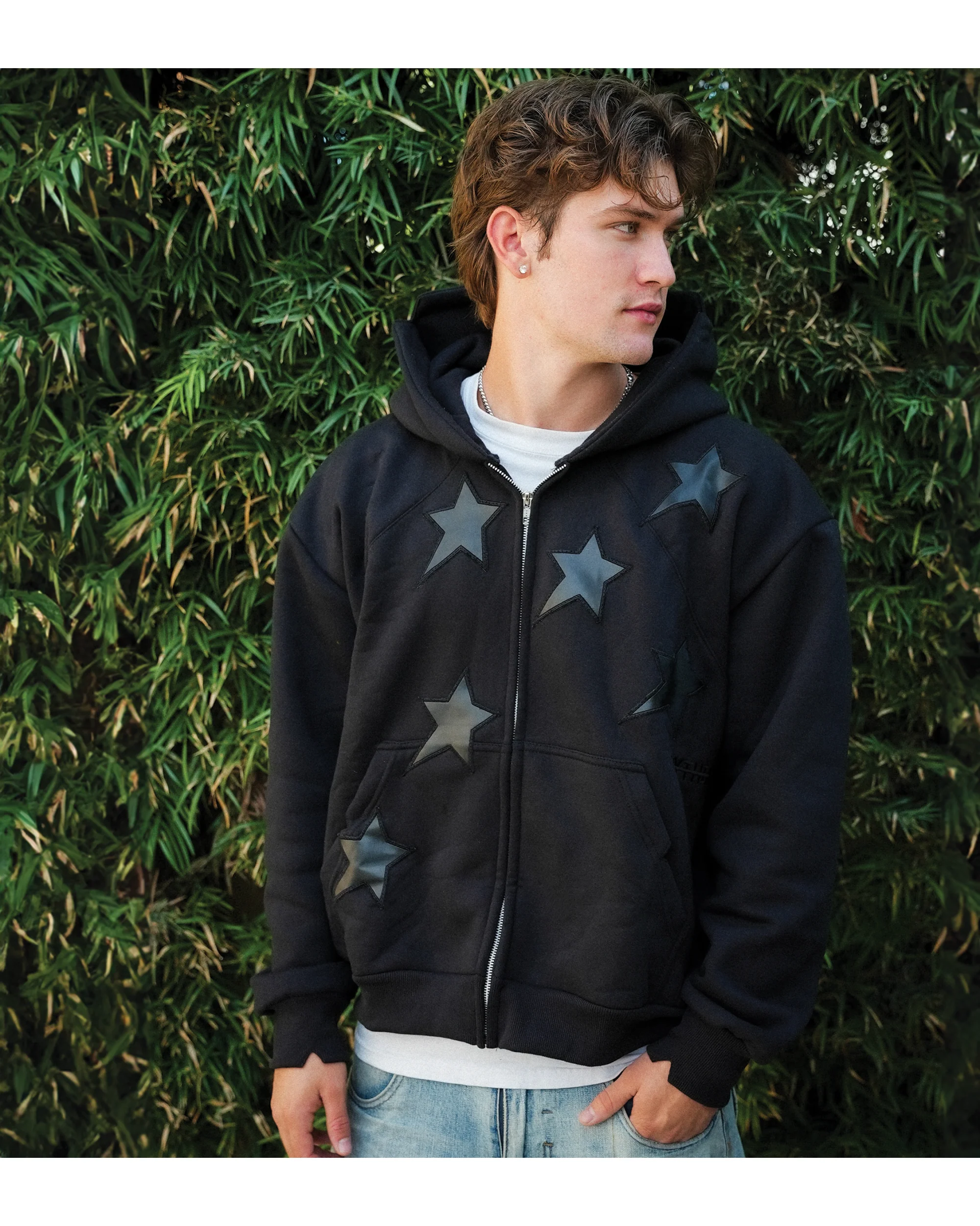 PERIPHERAL STAR ZIP-UP HOODIE - BLACK - Image 3