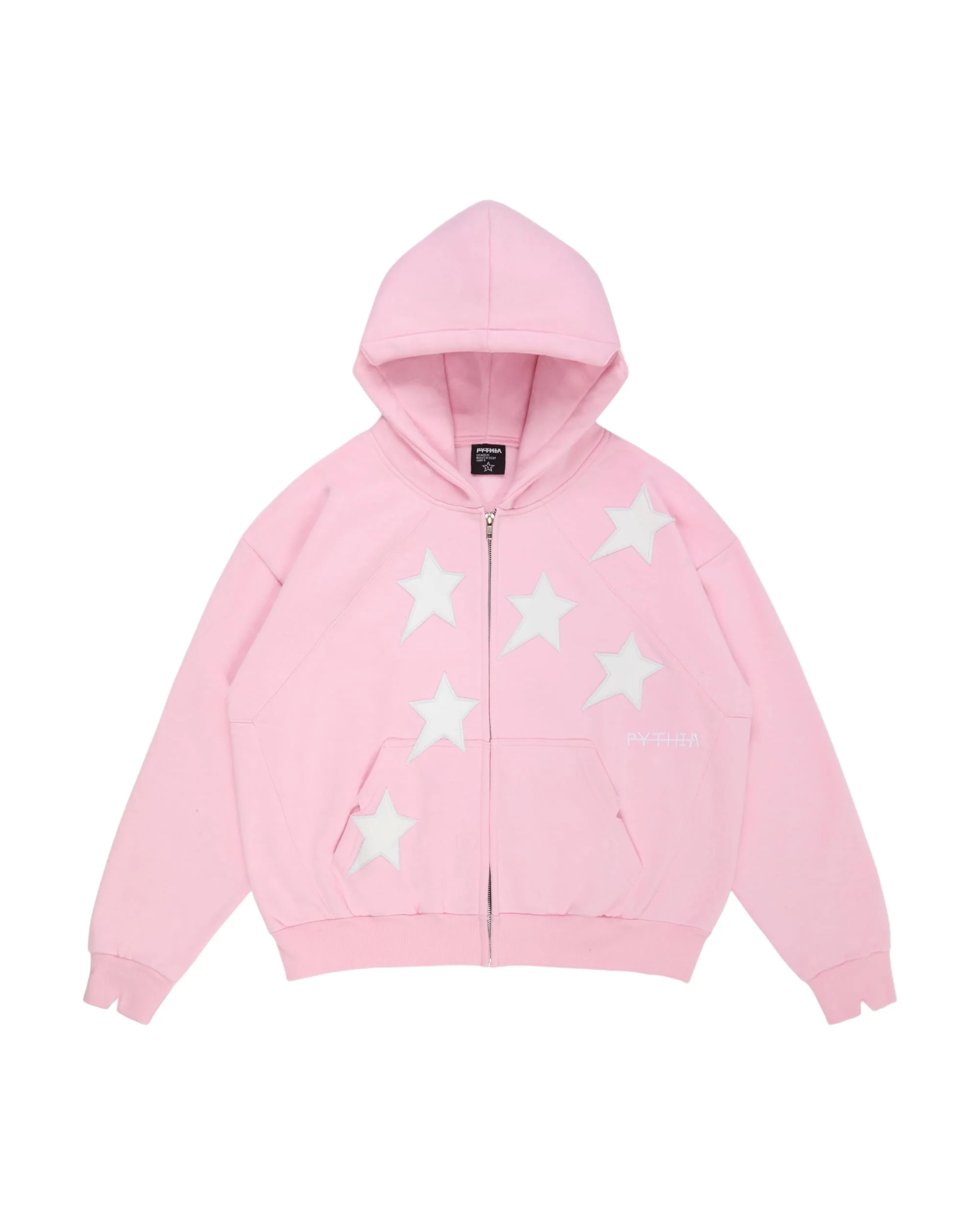 PERIPHERAL STAR ZIP-UP HOODIE - PINK
