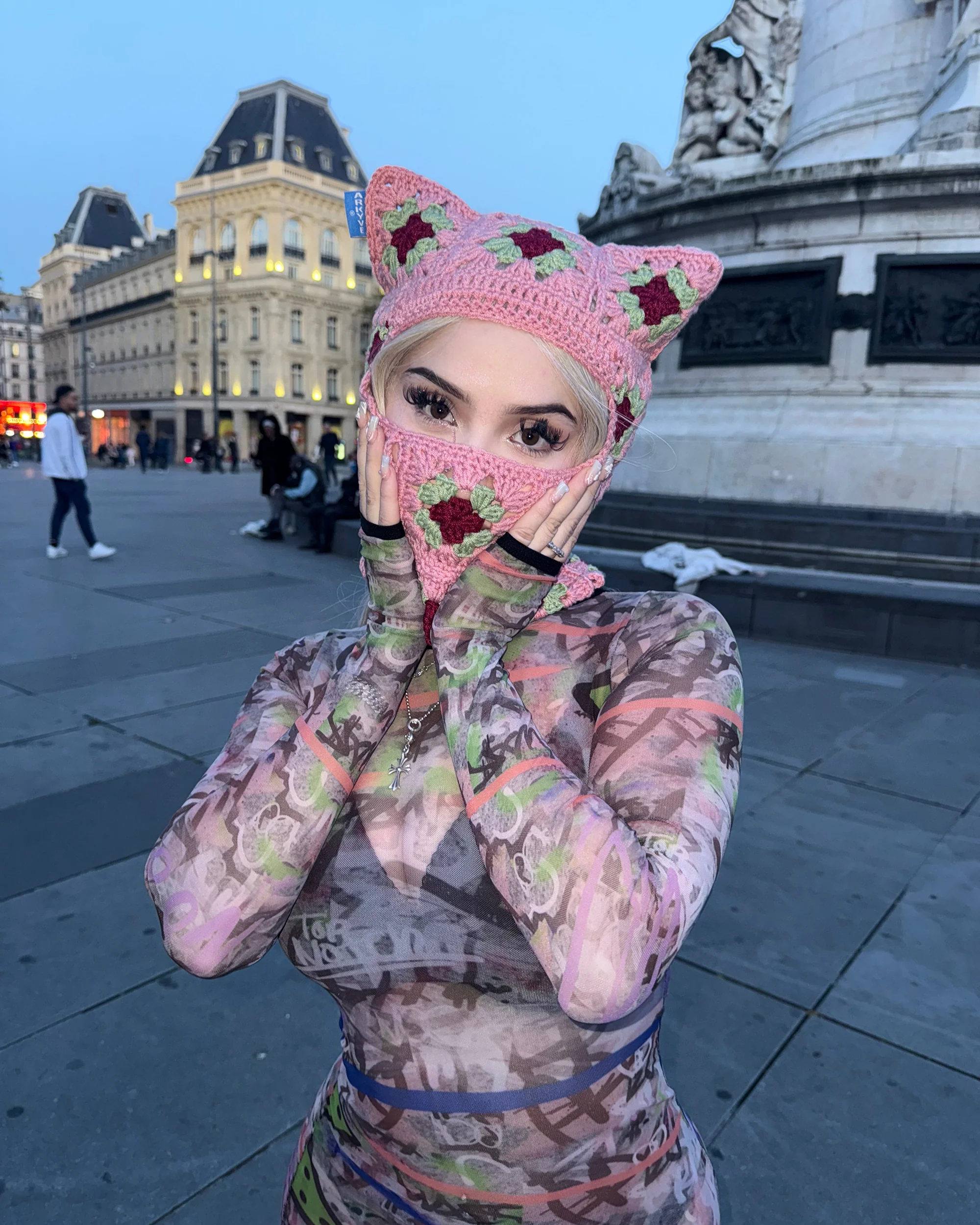 Pink Berry Crochet Ski Mask - Image 3