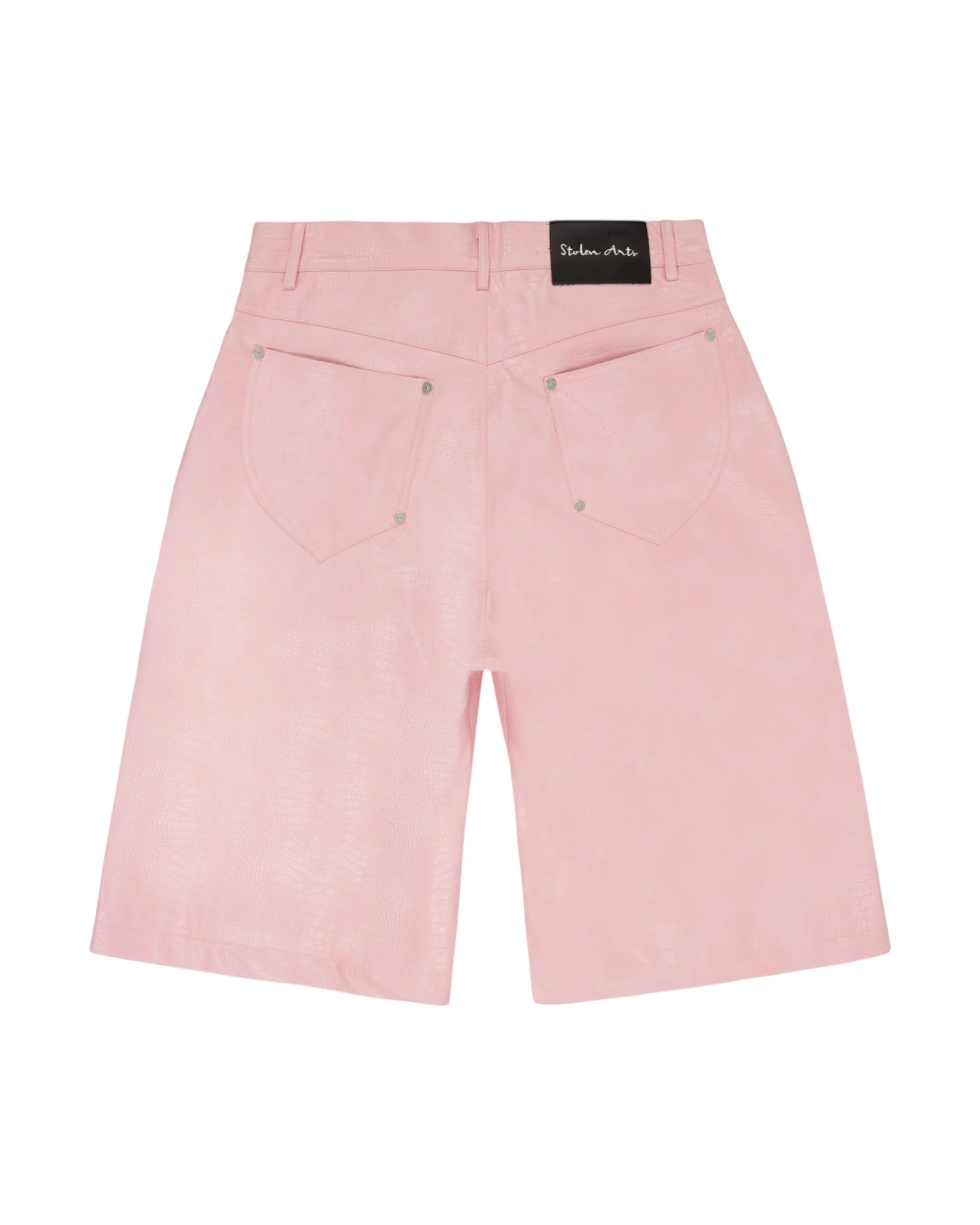 Pink Croc Leather Shorts - Image 2