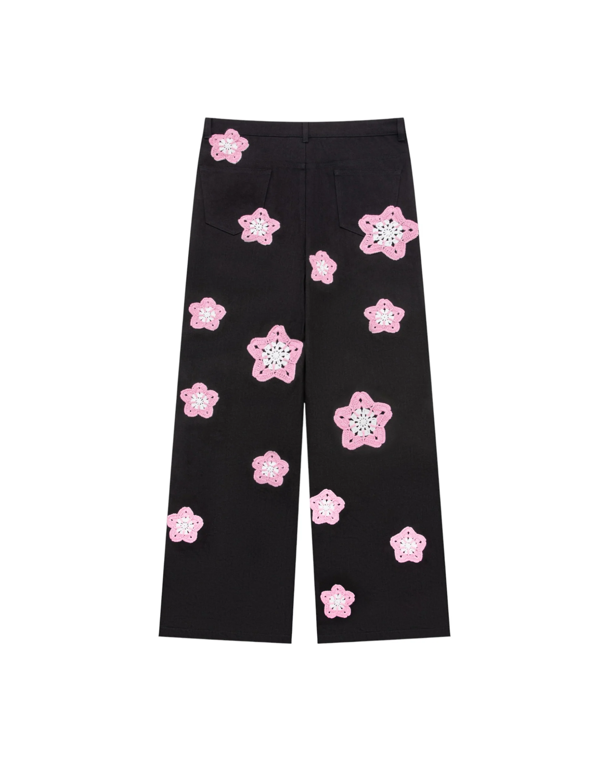 Pink Star Crochet Black Denim - Image 2