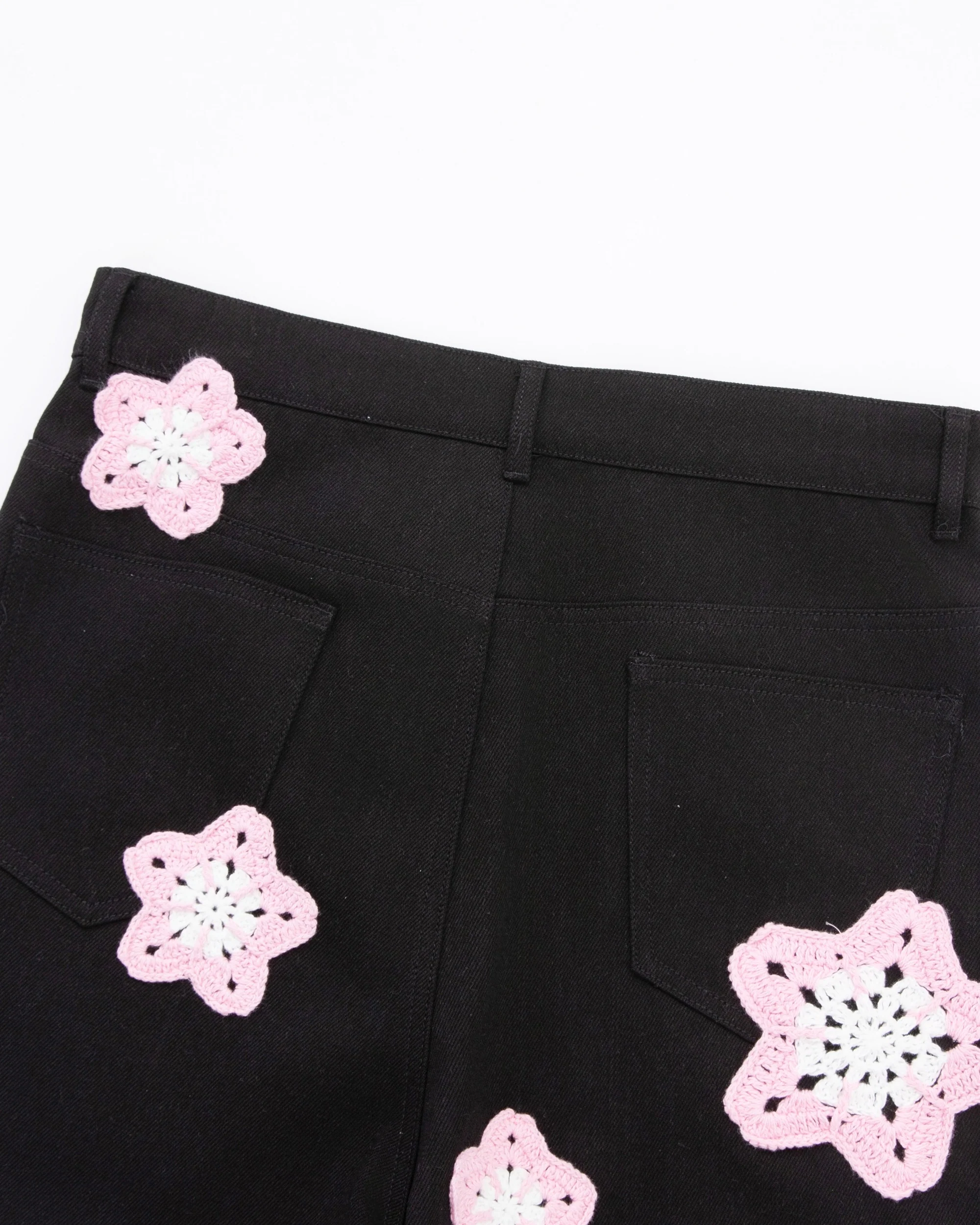 Pink Star Crochet Black Denim - Image 6