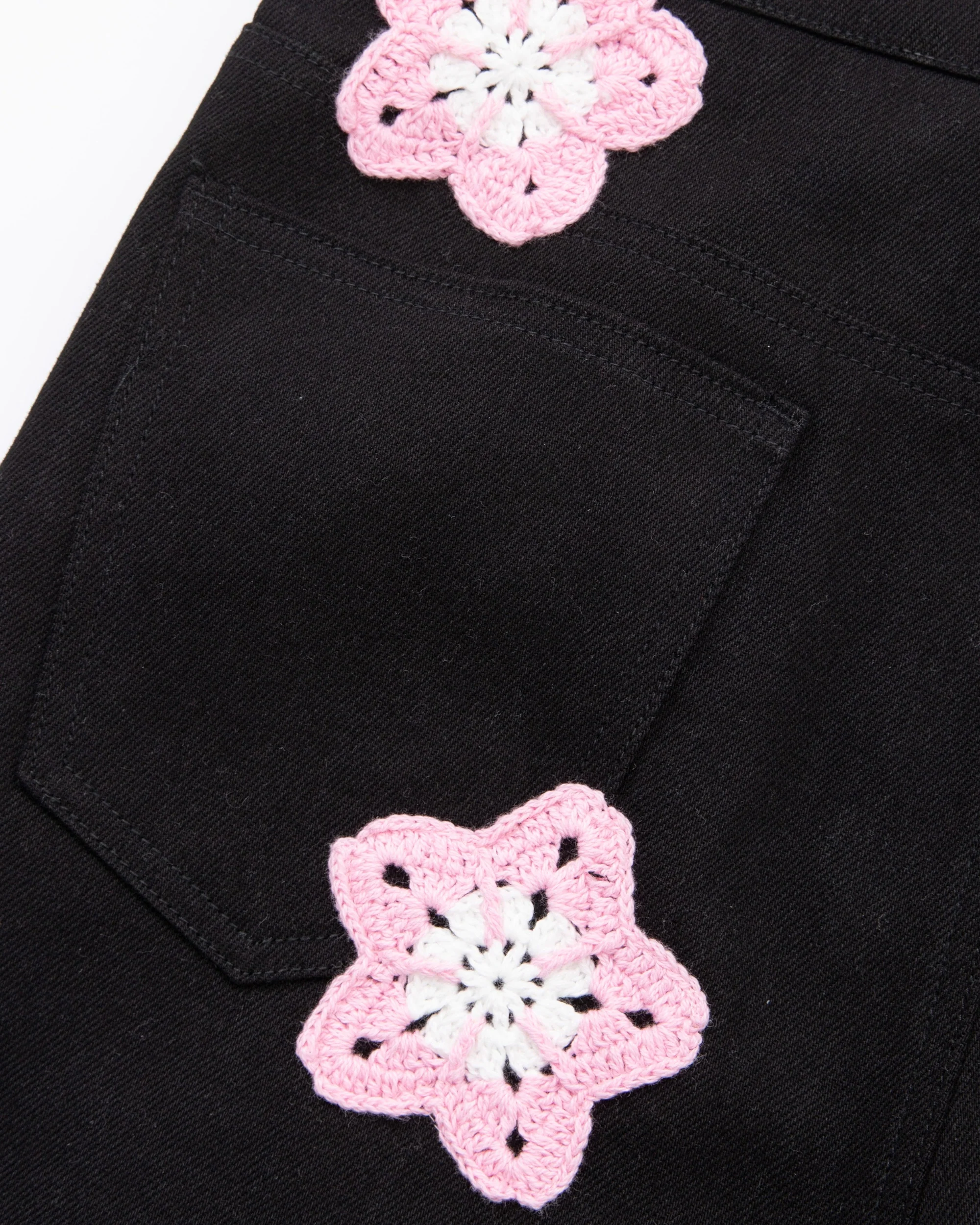 Pink Star Crochet Black Denim - Image 8