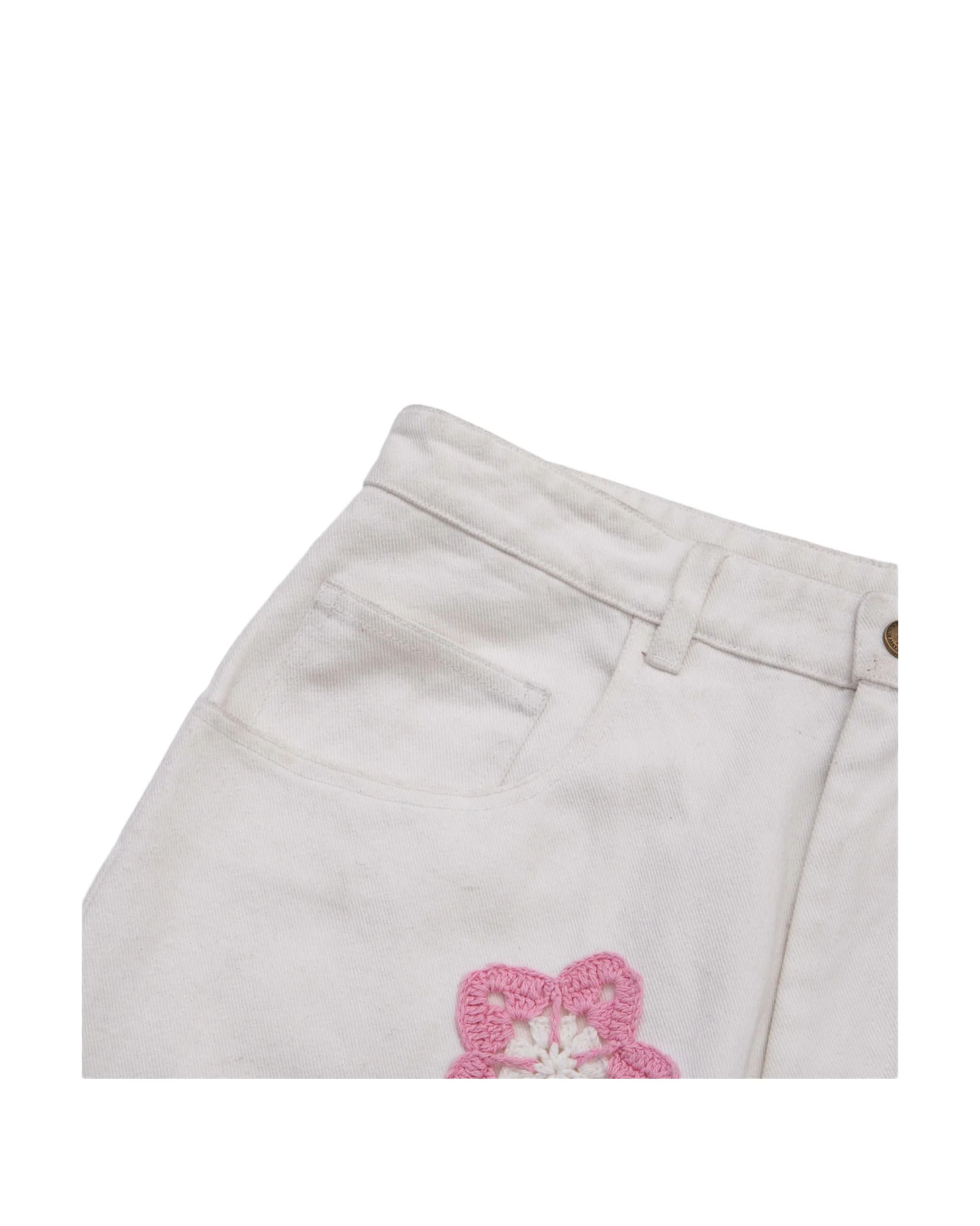 Pink Star Crochet White Denim - Image 5